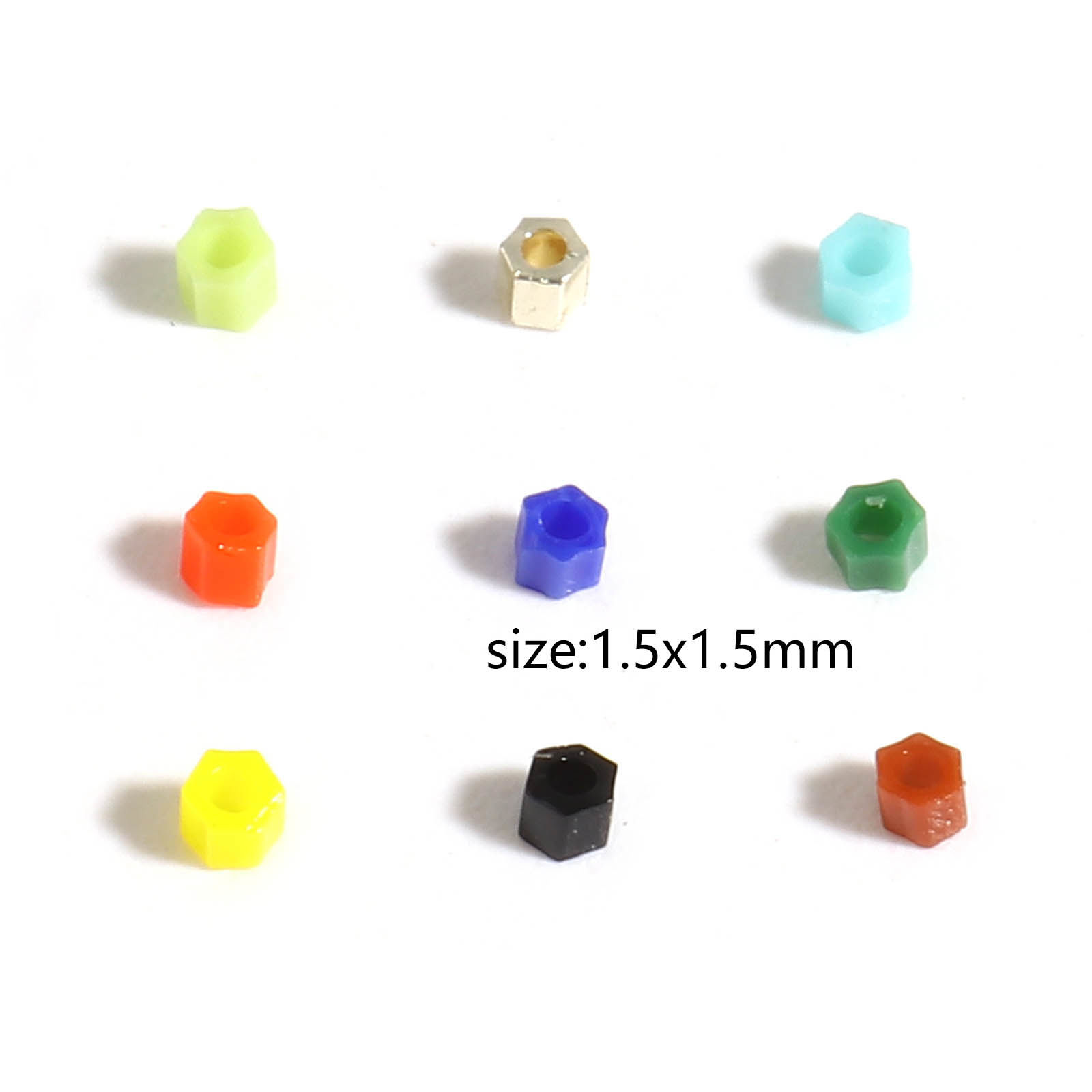 Imagen de Vidrio Semilla Cuentas Hexágono Multicolor 1.5mm 1.5mm x 0.6mm, 1 Botella