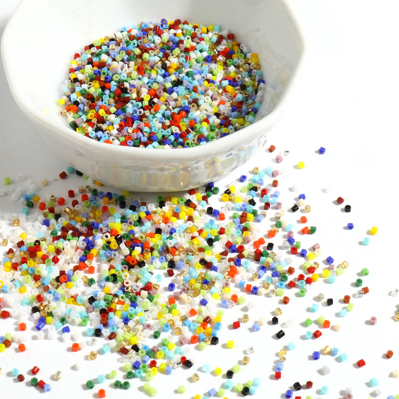 Imagen de Vidrio Semilla Cuentas Hexágono Multicolor 1.5mm 1.5mm x 0.6mm, 1 Botella
