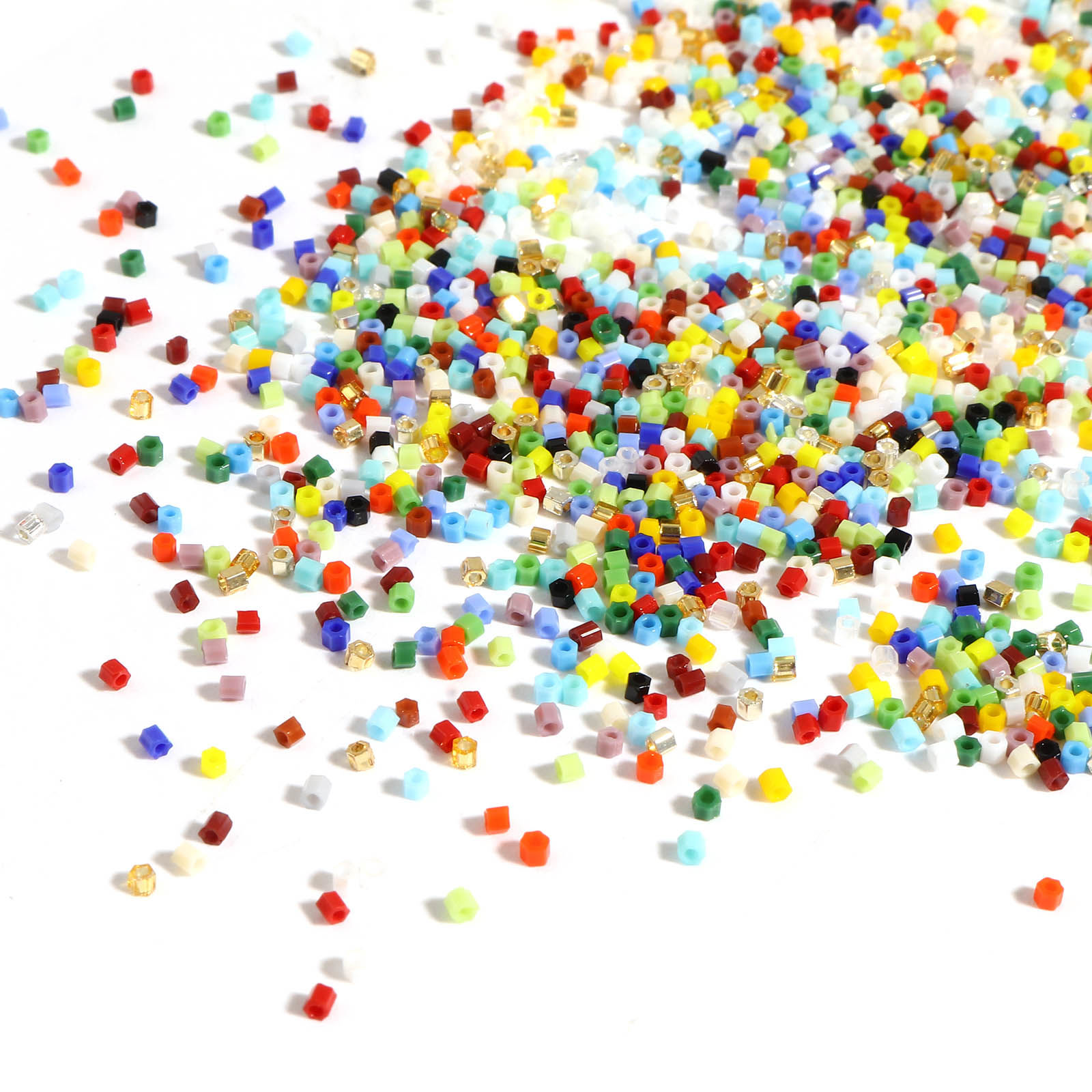 Imagen de Vidrio Semilla Cuentas Hexágono Multicolor 1.5mm 1.5mm x 0.6mm, 1 Botella