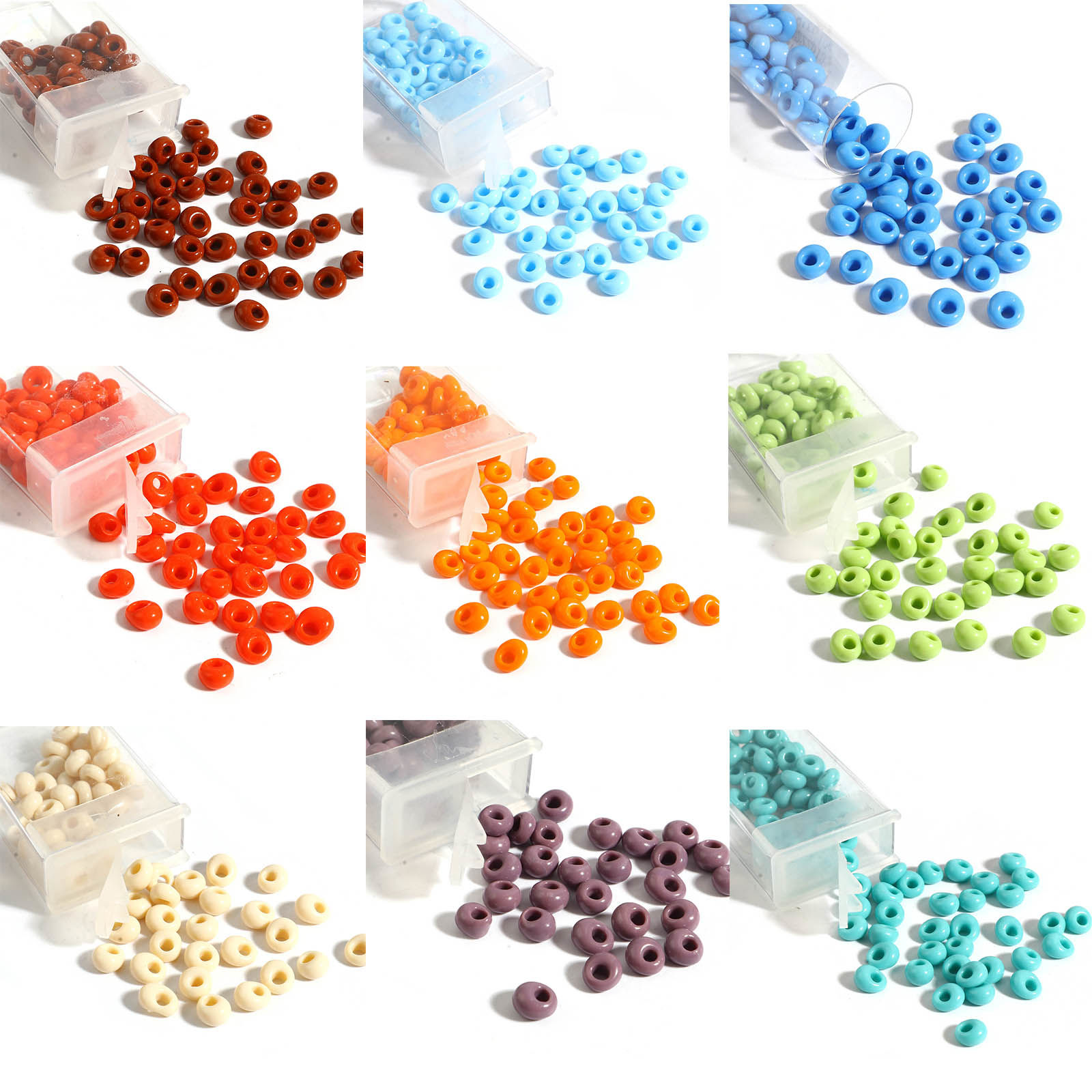 Bild von Glas Rocailles Perlen Bunt Oval 6mm x 5.5mm, Loch: 2.2mm, 1 Flasche