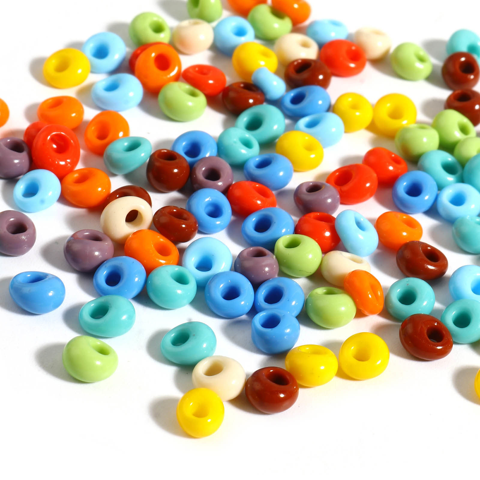Bild von Glas Rocailles Perlen Bunt Oval 6mm x 5.5mm, Loch: 2.2mm, 1 Flasche