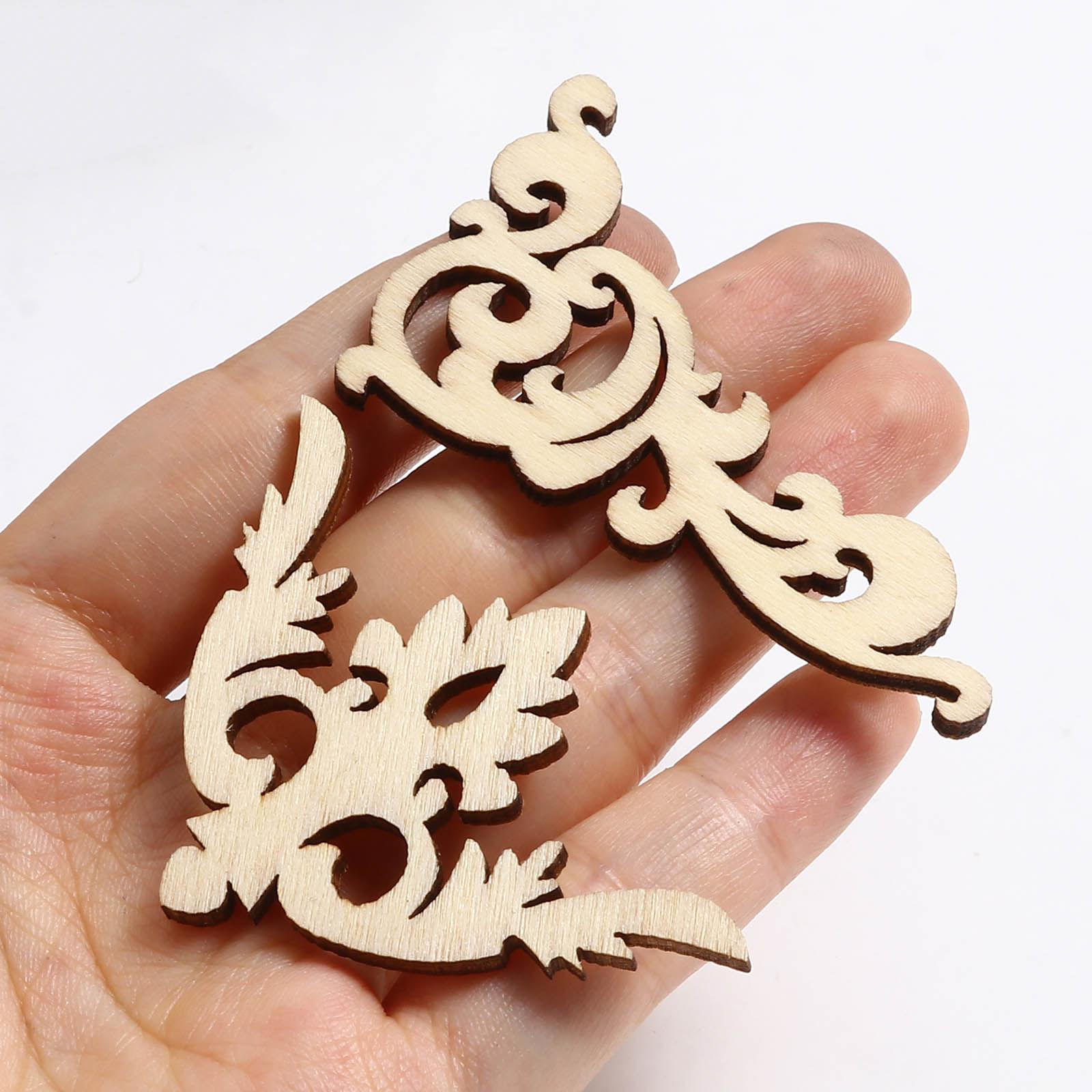 Bild von Holz Embellishments Cabochons Scrapbooking Unregelmäßig Naturfarben , mit Filigran Muster, 1 Packung