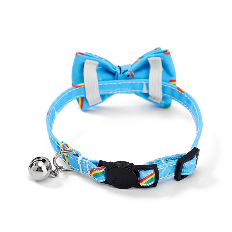 Picture of Polyester Bowknot Adjustable Cat Collar with Bell Safety Buckle Pet Supplies