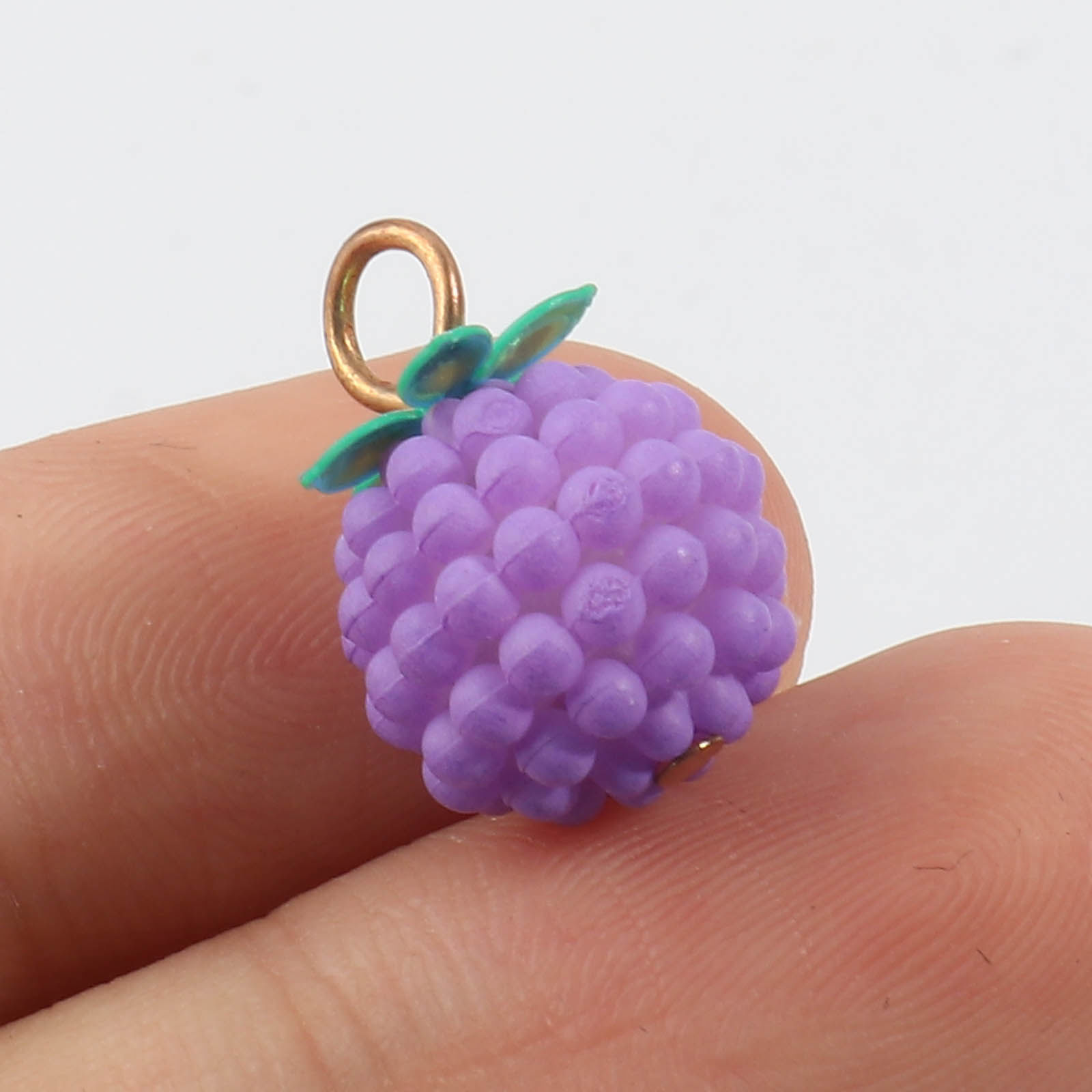 Picture of Resin Charms Raspberry Fruit Gold Plated Multicolor 18mm x 12mm, 20 PCs