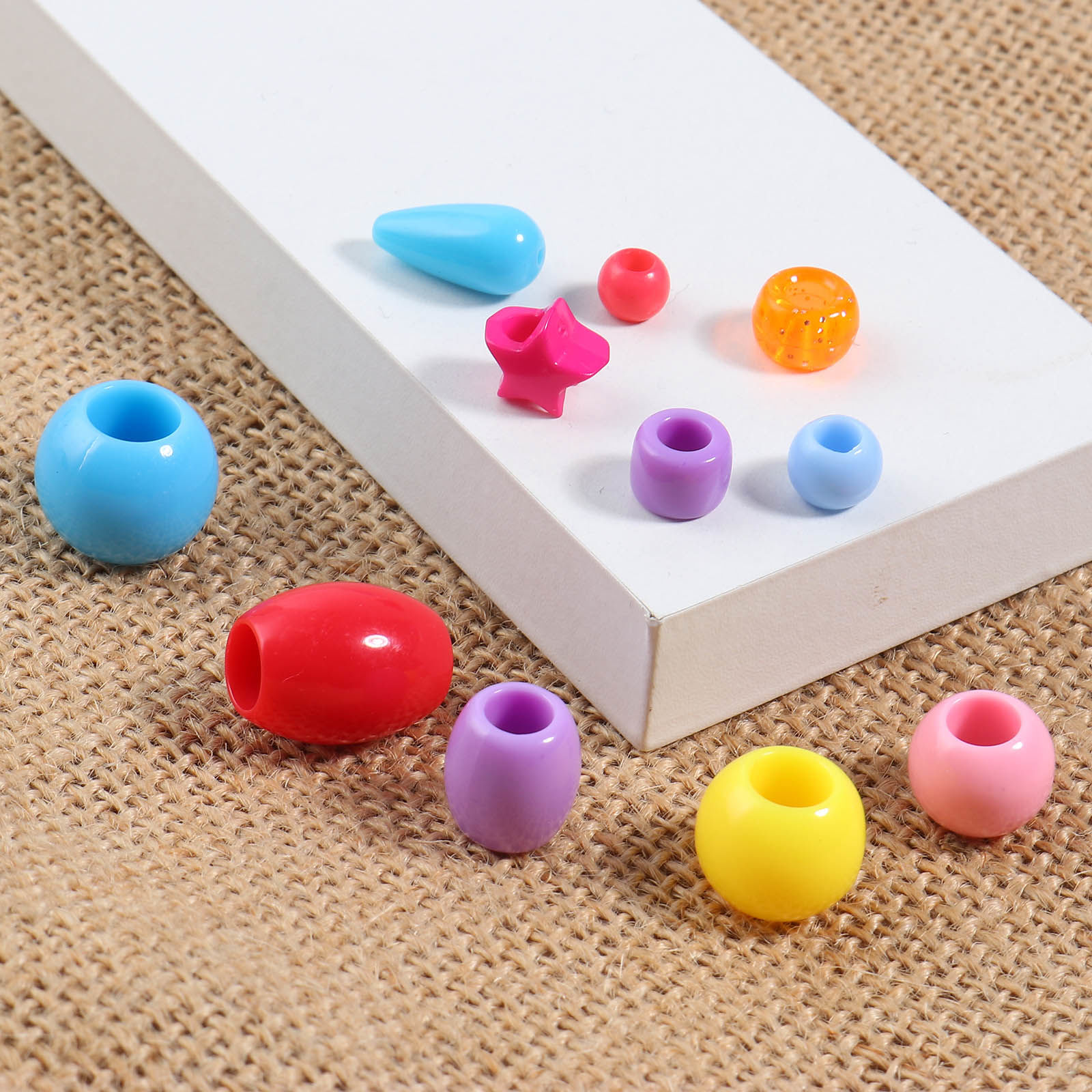 Picture of Acrylic Large Hole Charm Beads At Random Color 100 PCs