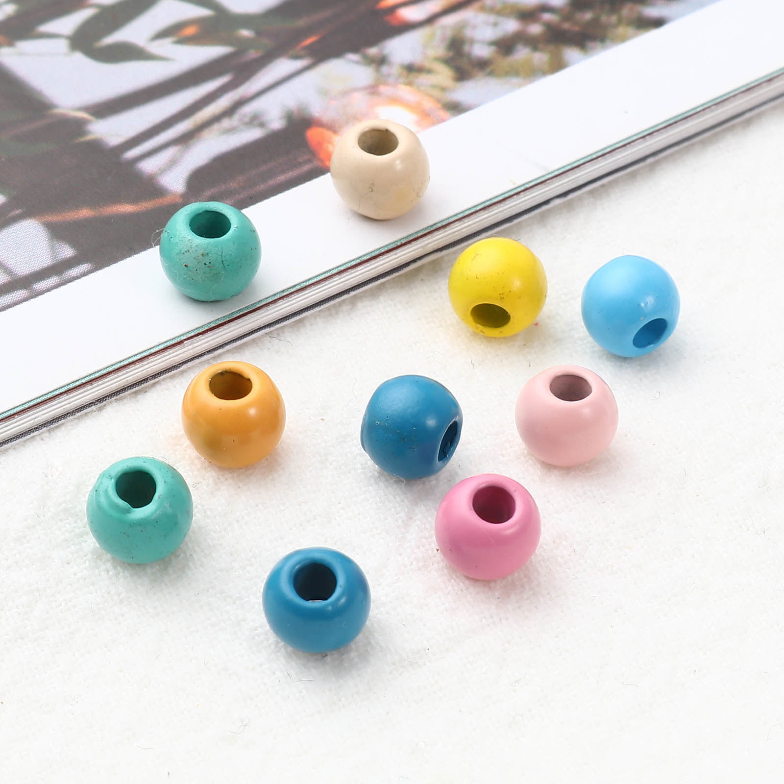 Picture of Zinc Based Alloy Spacer Beads Round Multicolor Painted About 6mm Dia., Hole: Approx 2.4mm, 10 PCs