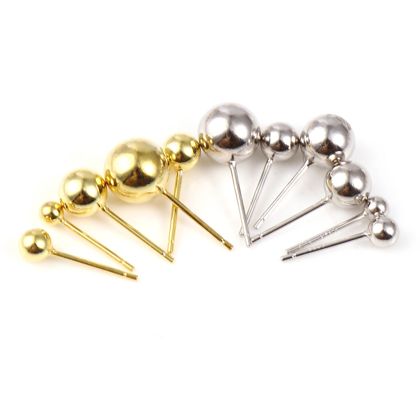 Picture of Sterling Silver Ear Post Stud Earrings Findings Ball Multicolor 1 Gram