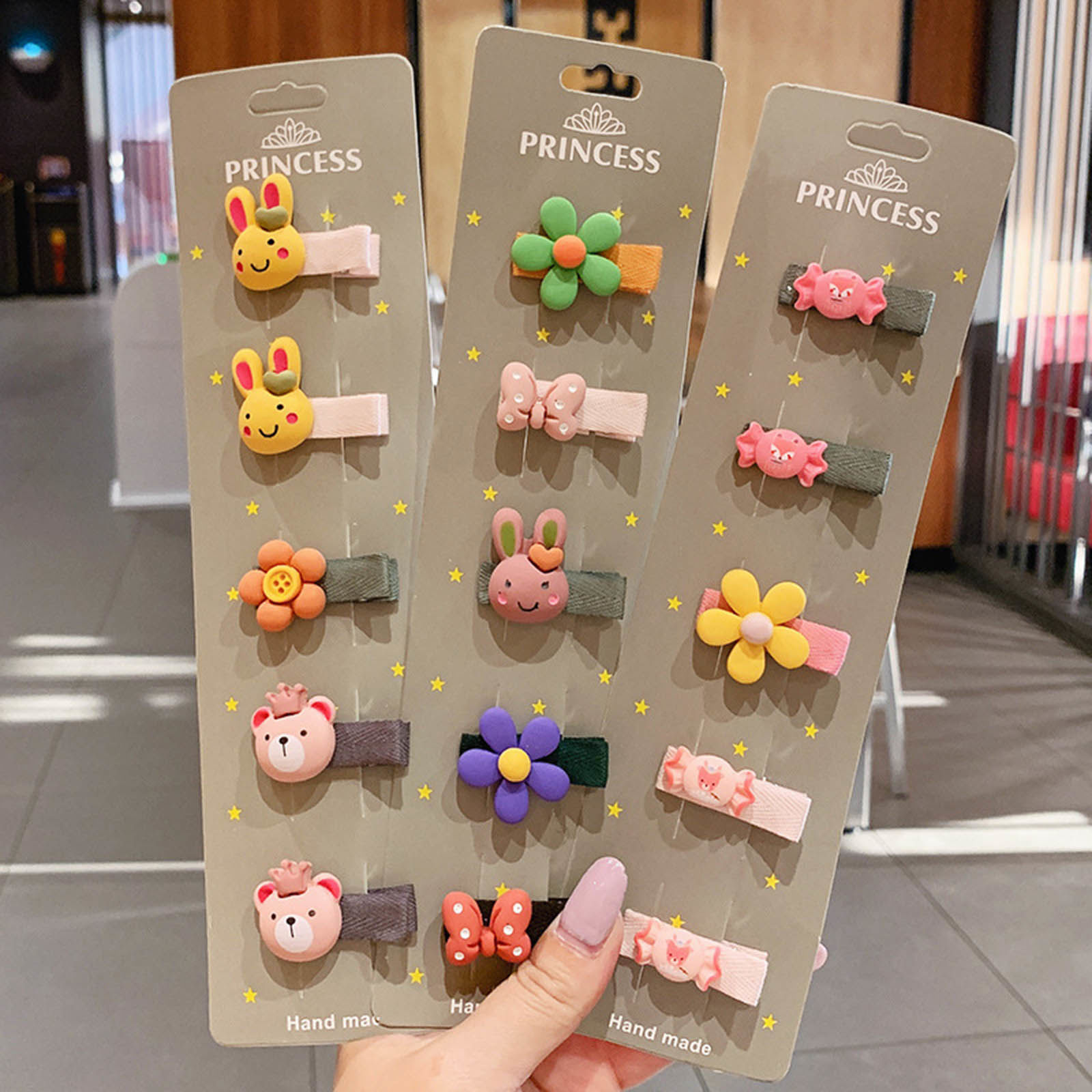 Picture of Acrylic & Fabric Hair Clips Multicolor 3.7cm, 1 Set
