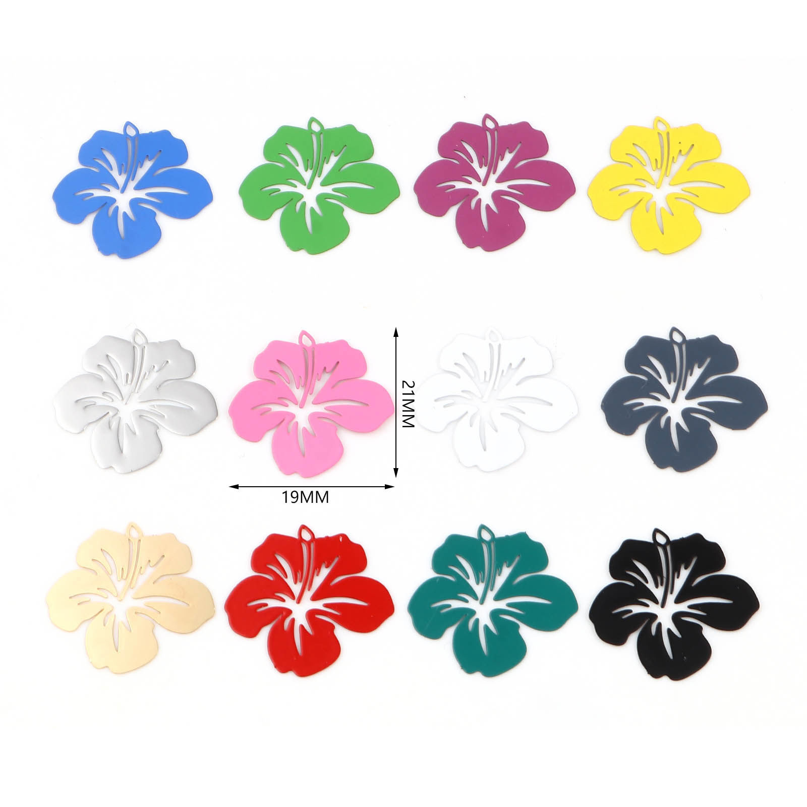 Picture of Brass Filigree Stamping Charms Multicolor Flower Painted 21mm x 19mm, 20 PCs