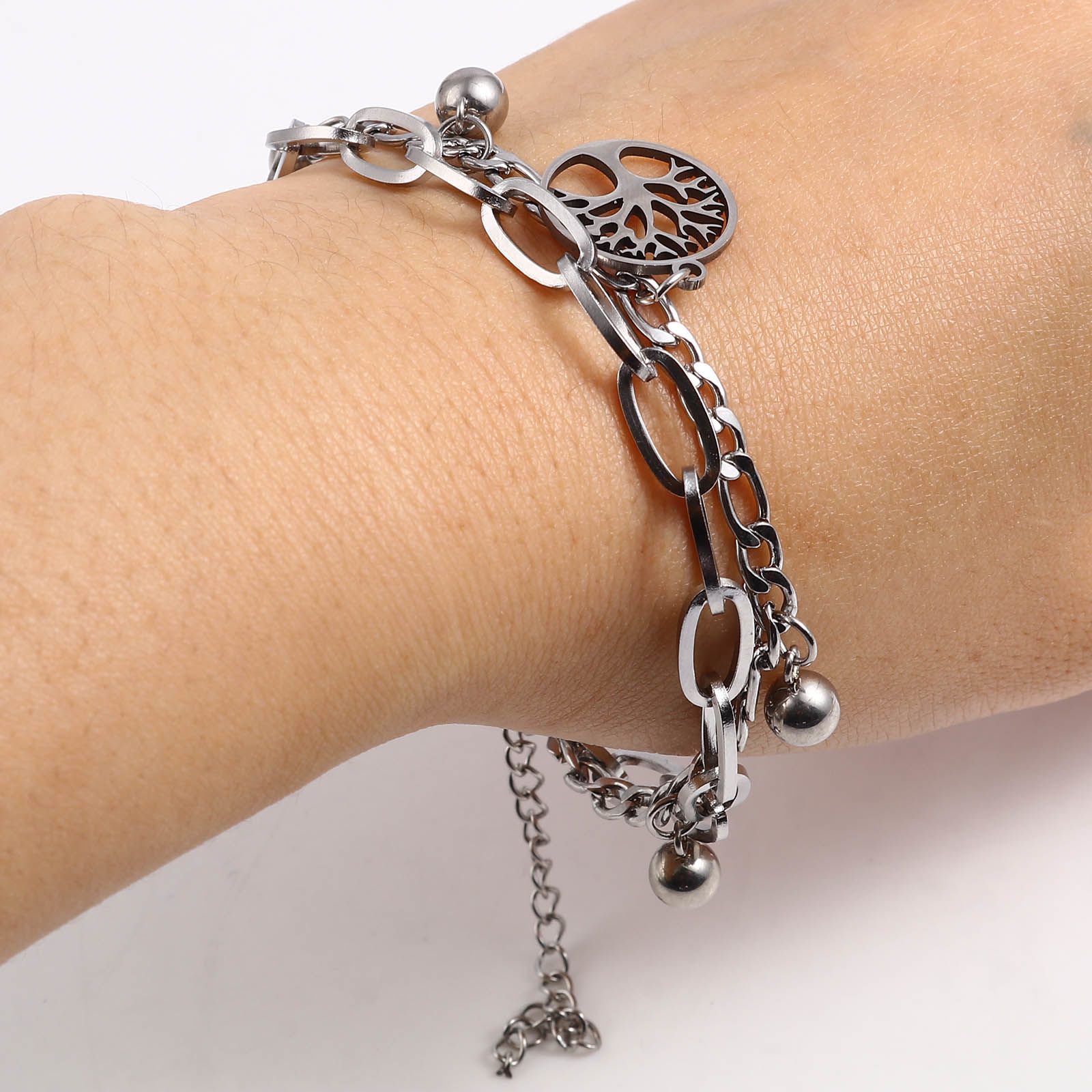 Изображение 201 Нержавеющая Сталь религия Браслеты Серебряный Тон 18.5см Длина, 1 ШТ