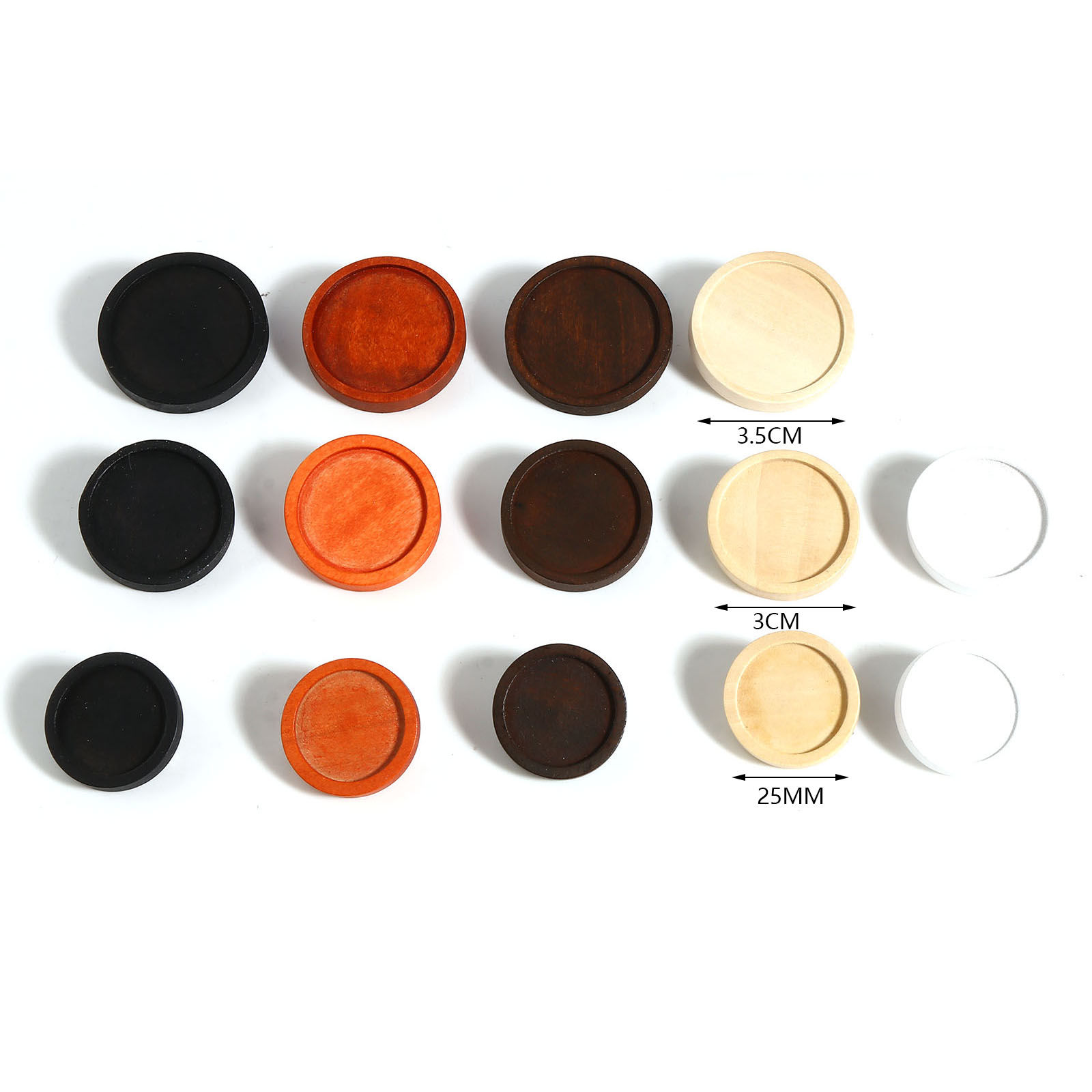 Picture of Stainless Steel & Natural Wood Cabochon Settings Pin Brooches Findings Round Multicolor Cabochon Settings 5 PCs