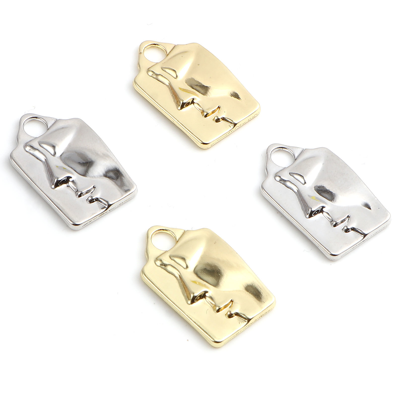 Imagen de Zamak Colgantes Charms Cara Multicolor Rectángulo 23mm x 14mm, 10 Unidades