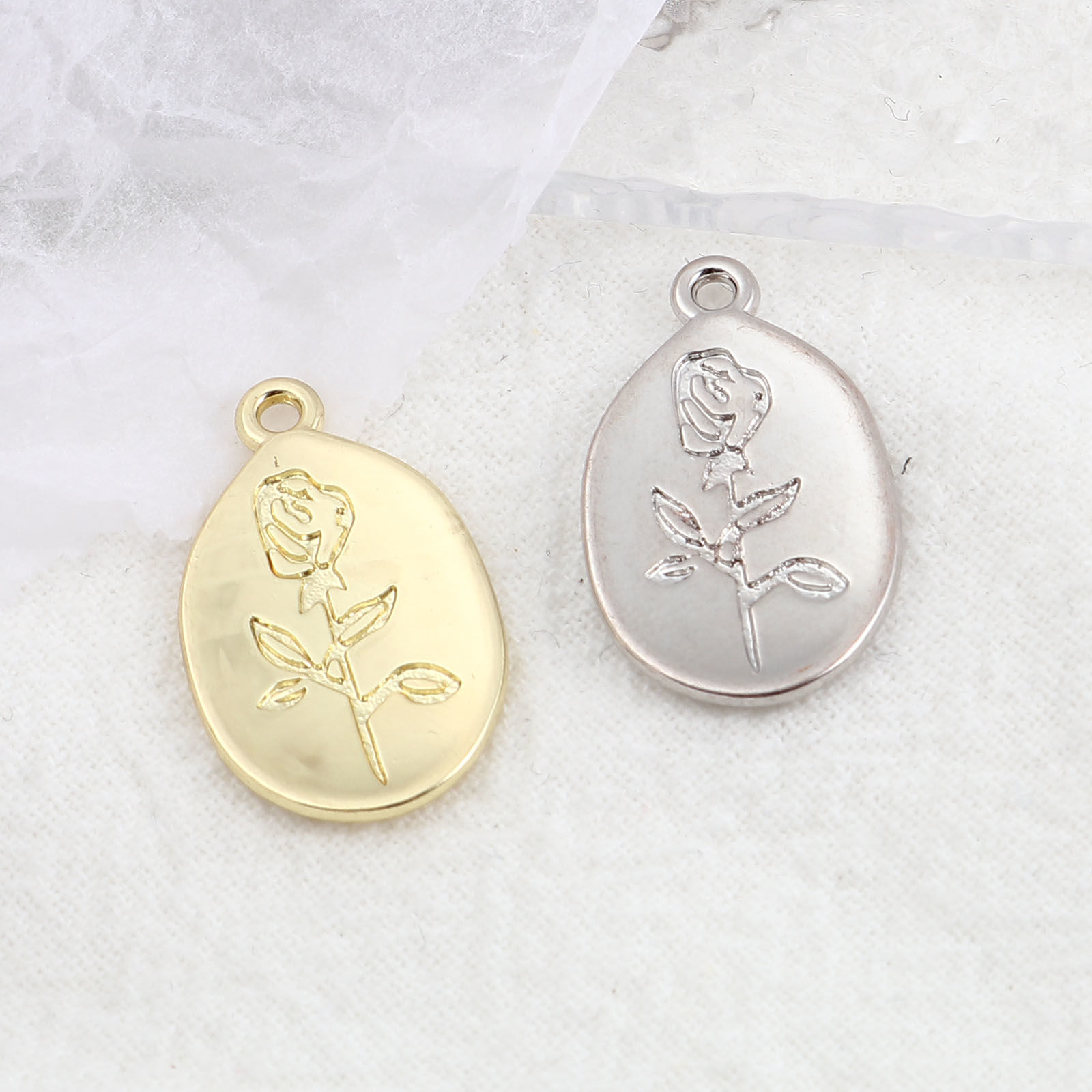 Picture of Zinc Based Alloy Charms Oval Multicolor Flower 22.5mm x 13mm, 10 PCs