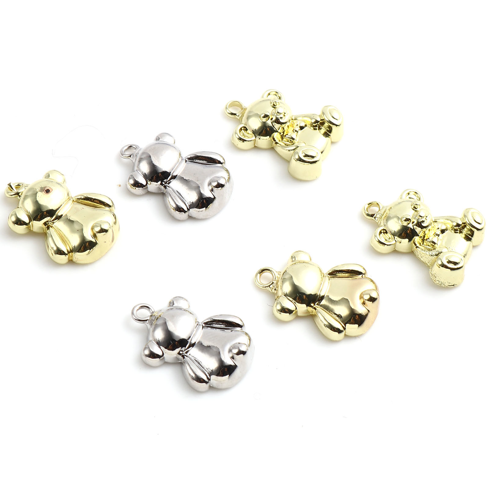 Picture of Zinc Based Alloy Charms Bear Animal Multicolor 17mm x 12mm, 10 PCs