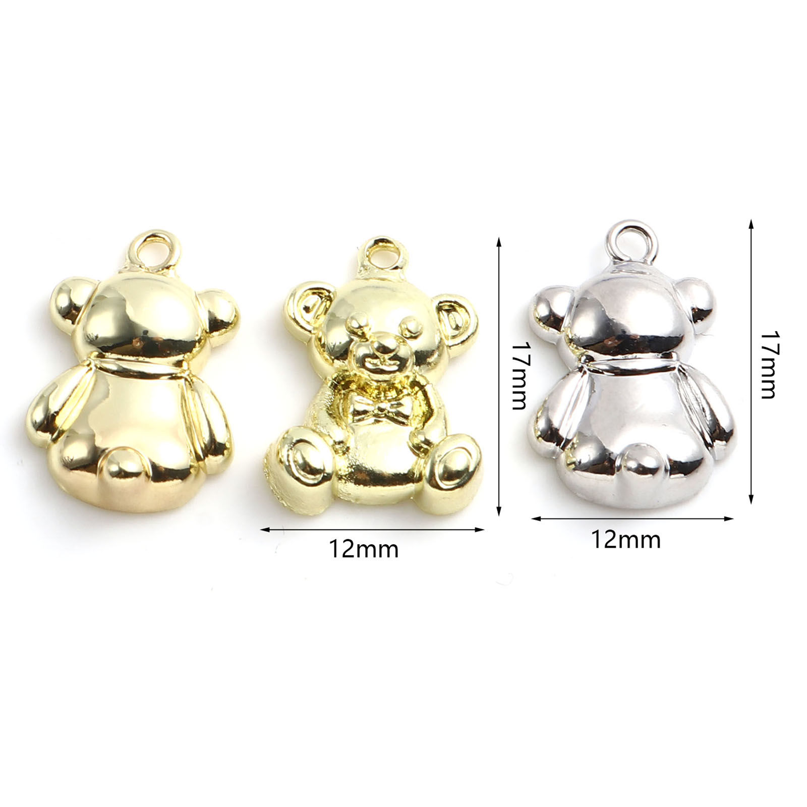 Picture of Zinc Based Alloy Charms Bear Animal Multicolor 17mm x 12mm, 10 PCs