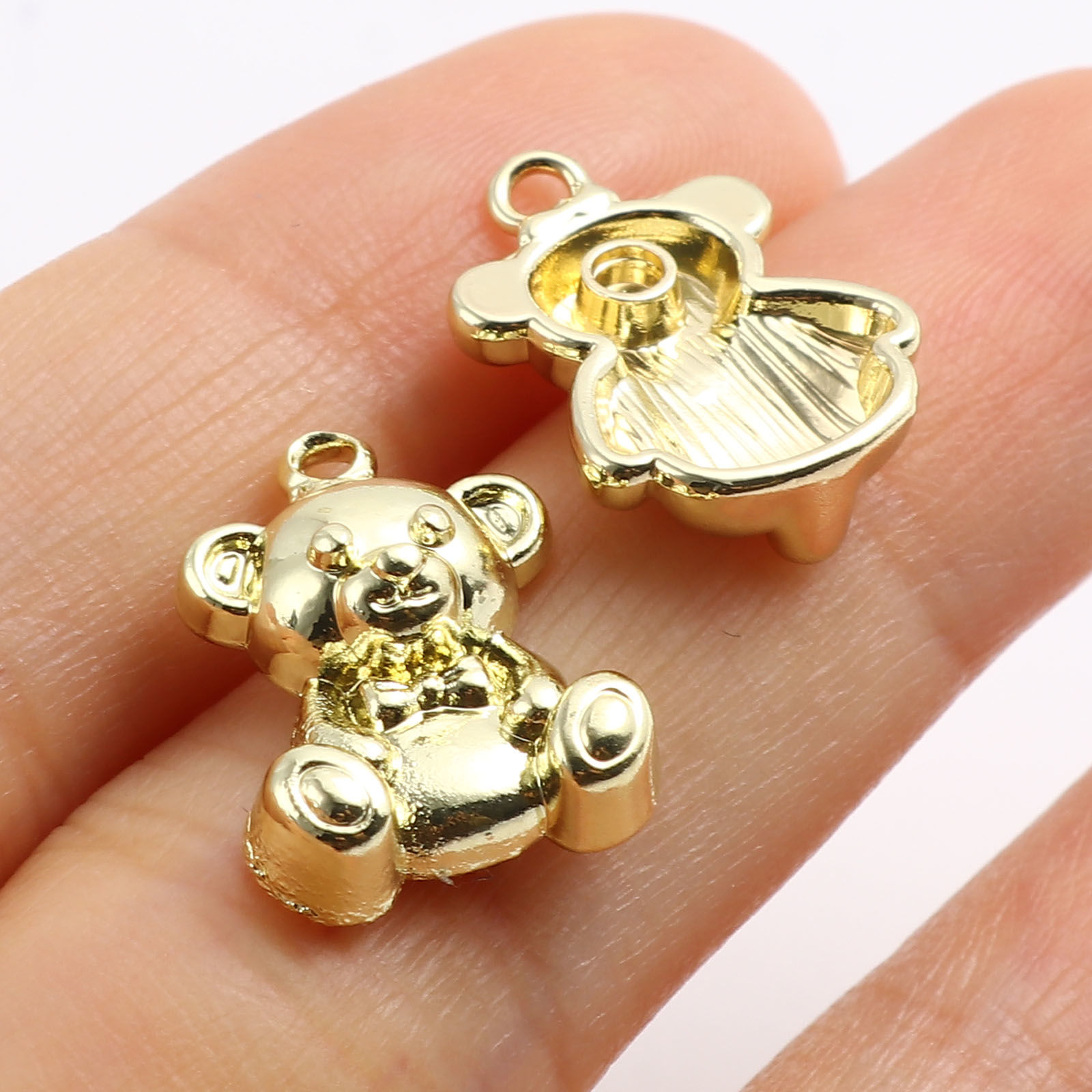 Picture of Zinc Based Alloy Charms Bear Animal Multicolor 17mm x 12mm, 10 PCs