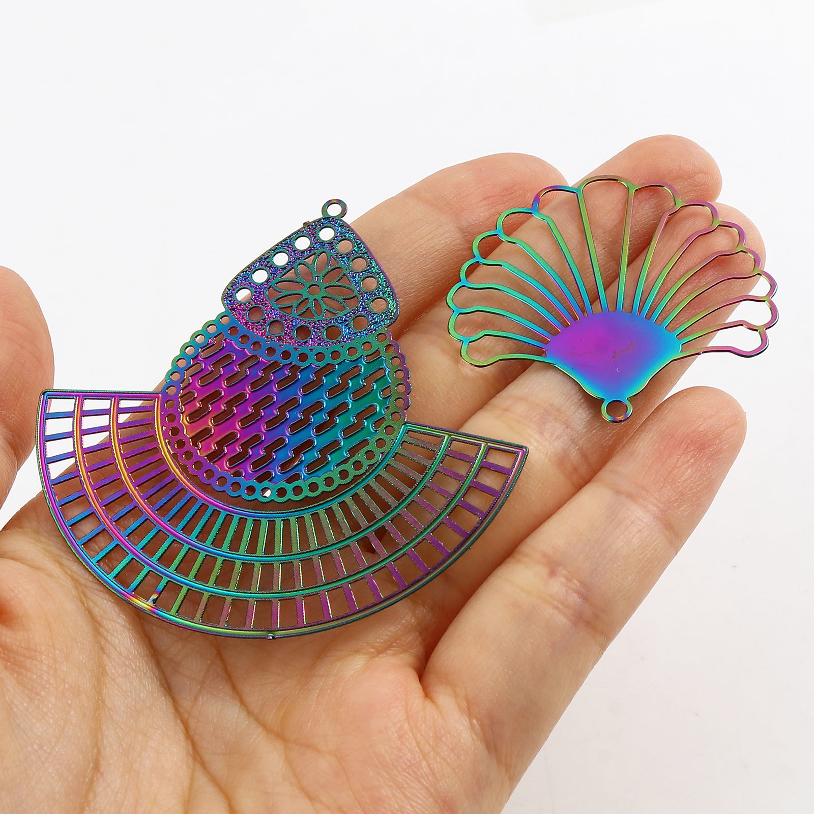Picture of Iron Based Alloy Filigree Stamping Pendants Multicolor 5 PCs