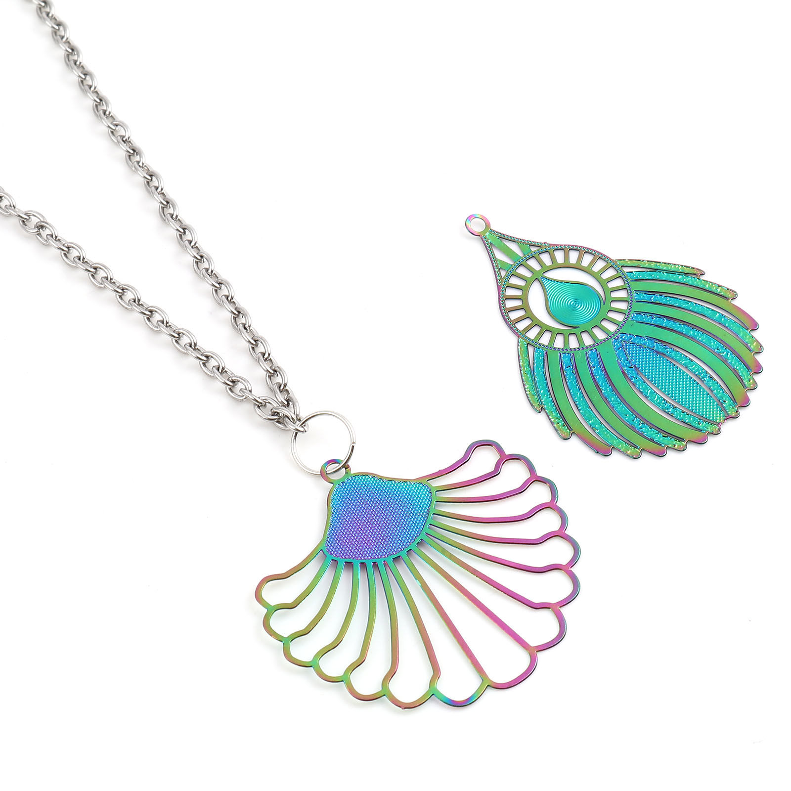 Picture of Iron Based Alloy Filigree Stamping Pendants Multicolor 5 PCs
