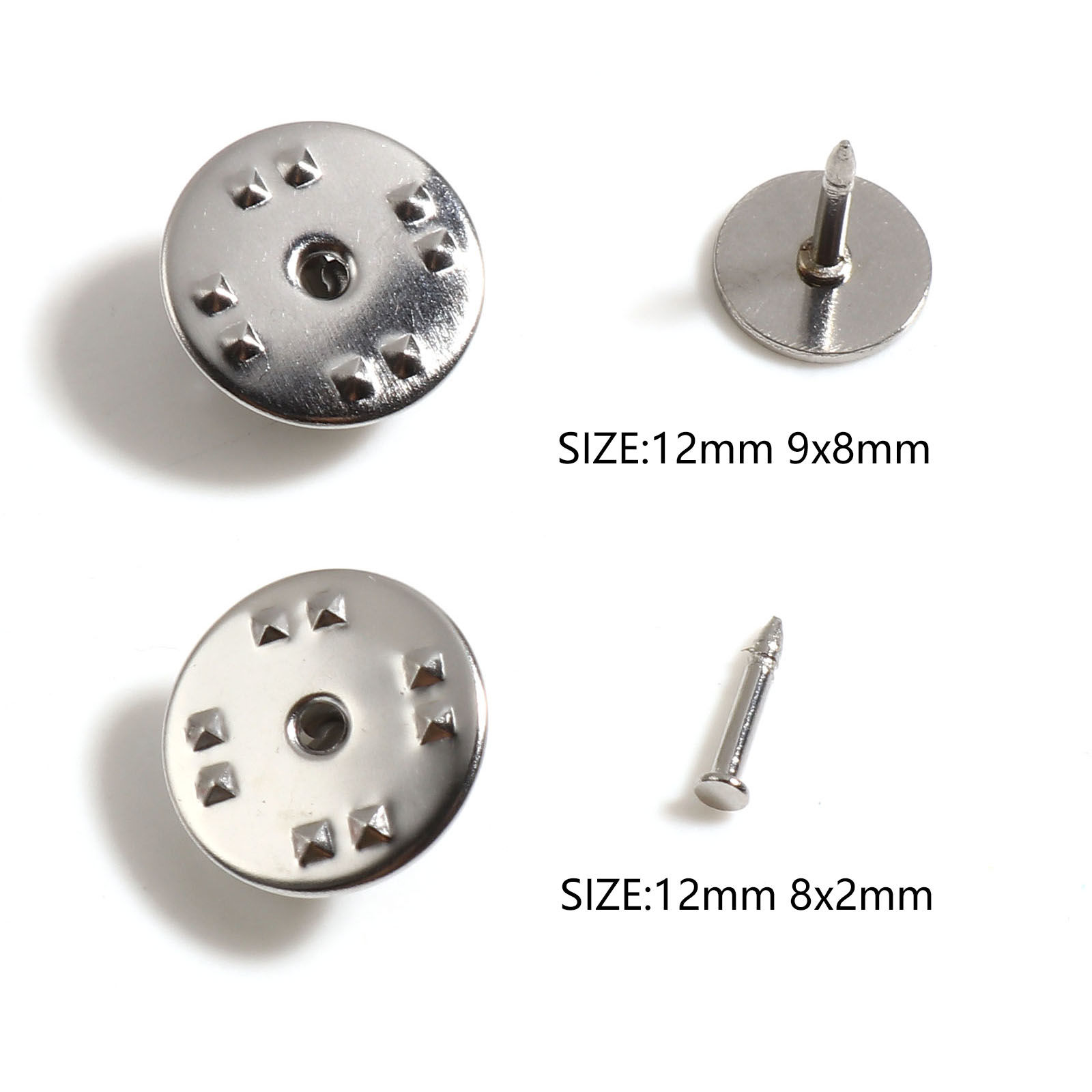 Imagen de Acero Inoxidable Pin Broches Ronda Tono de Plata 10 Juegos