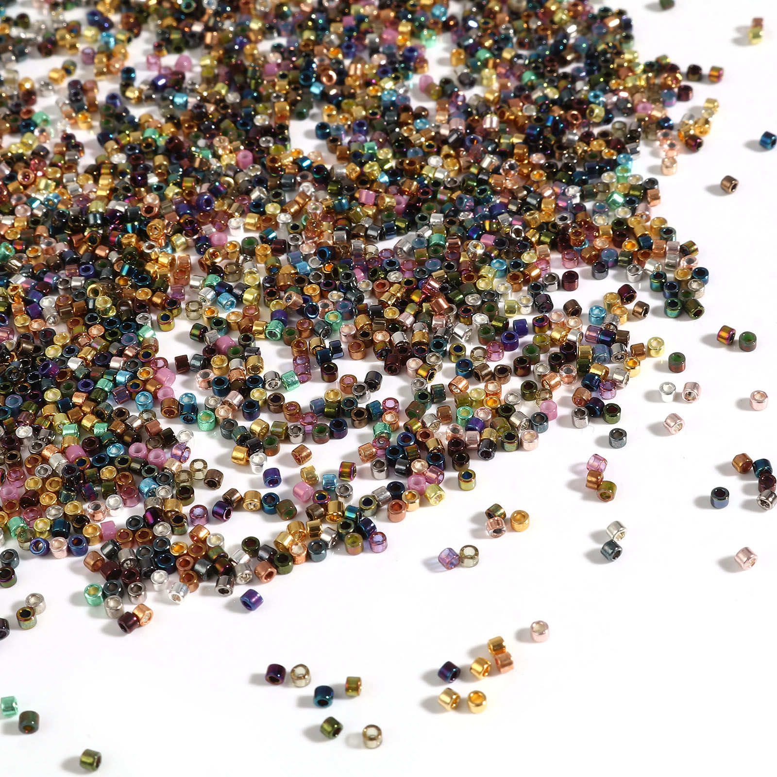 Bild von Glas Rocailles Rocailles Perlen Rund Bunt ca. 2mm D., Loch:ca. 0.7mm, 1 Flasche