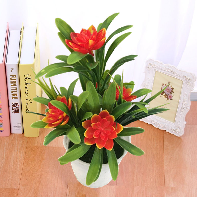 Imagen de Plastic Artificial Flower Potted Plants Home Decoration