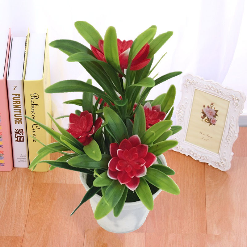 Imagen de Plastic Artificial Flower Potted Plants Home Decoration