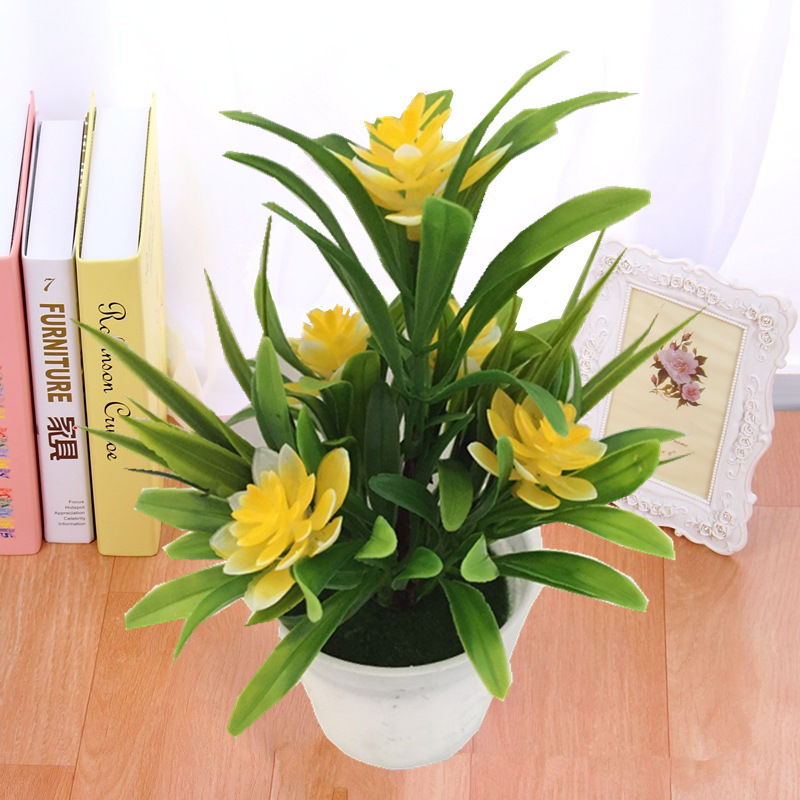 Imagen de Plastic Artificial Flower Potted Plants Home Decoration