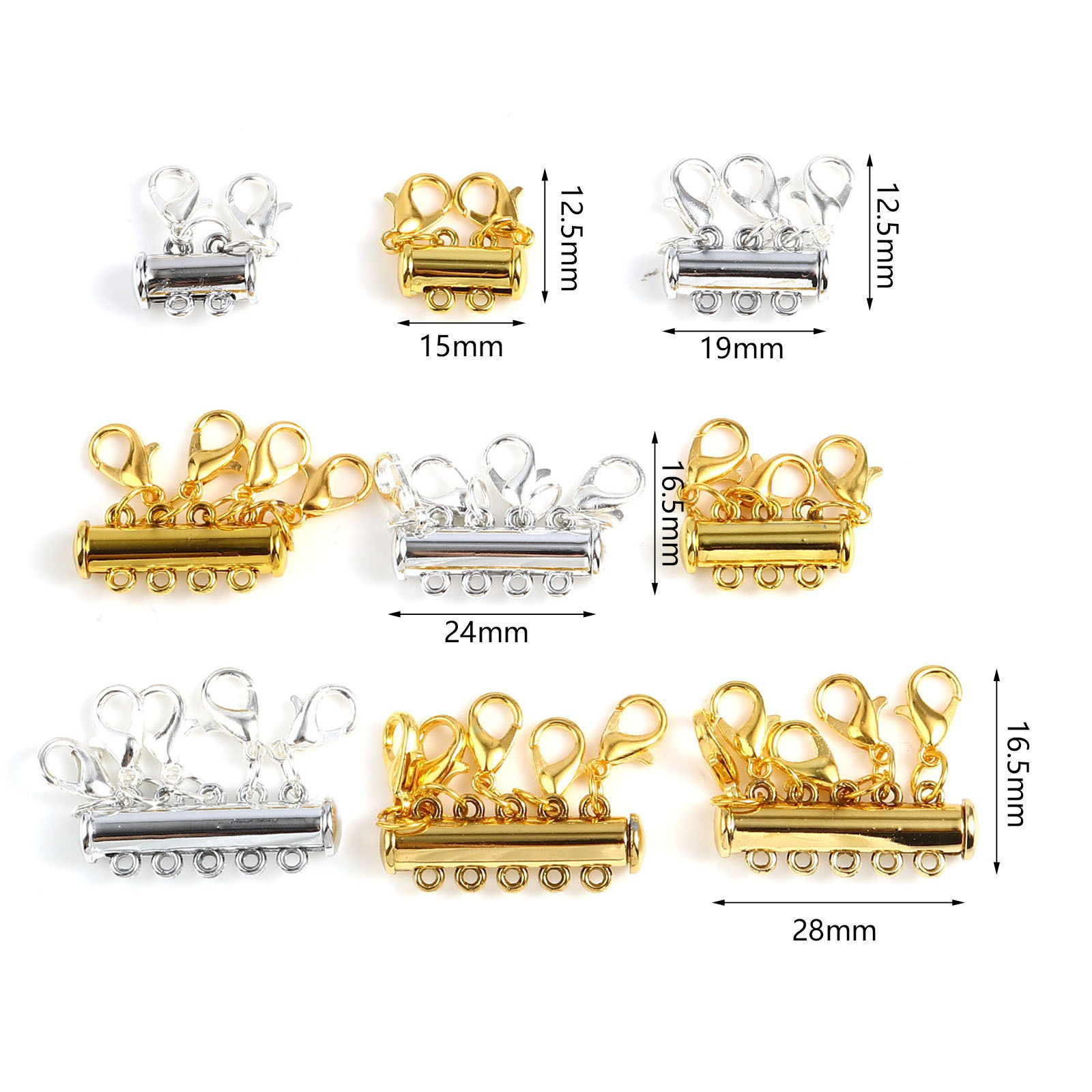 Picture of Zinc Based Alloy Magnetic Layered Slide Lock Clasps For Stackable Multi-layer Necklace Bracelet Tube Multicolor