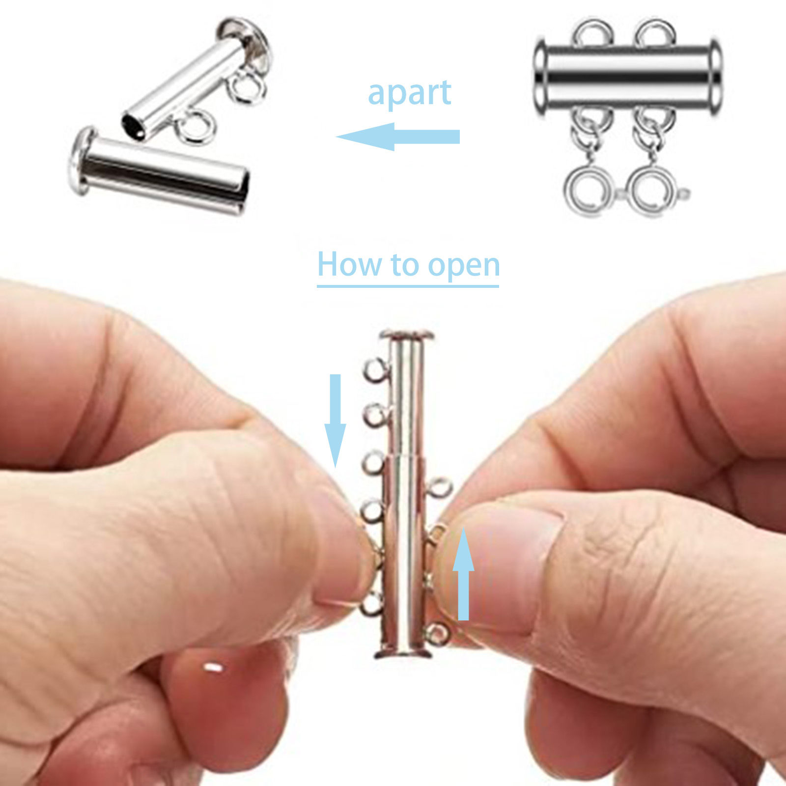 Picture of Zinc Based Alloy Magnetic Layered Slide Lock Clasps For Stackable Multi-layer Necklace Bracelet Tube Multicolor