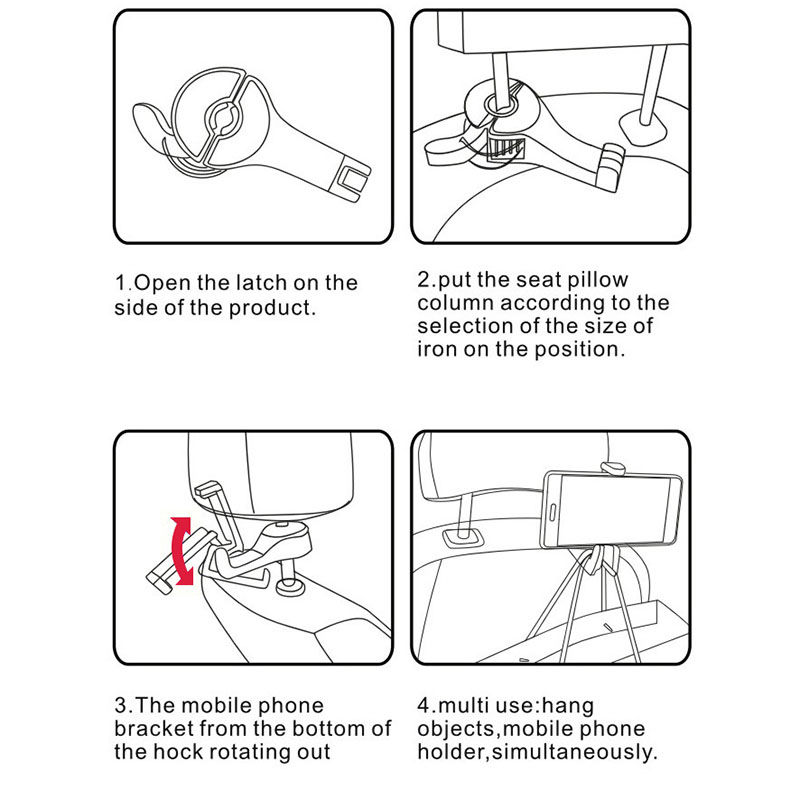 Изображение ABS Car Seat Back Multifunction Mobile Phone Bracket Hook