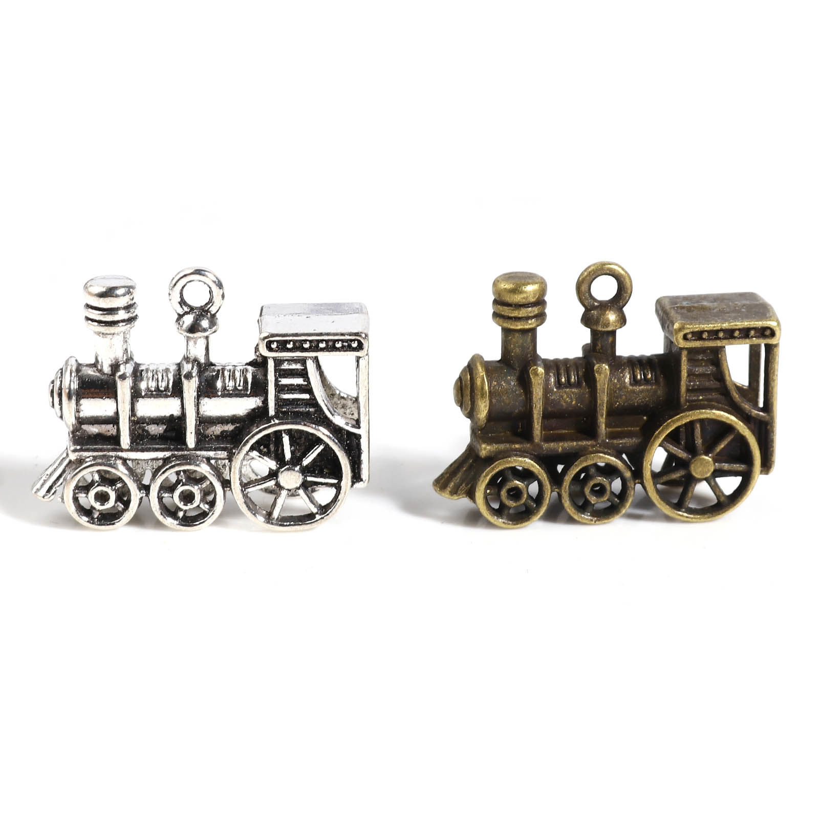 Bild von Zinklegierung Transport Charms Lokomotive Bunt 27mm x 21mm, 5 Stück