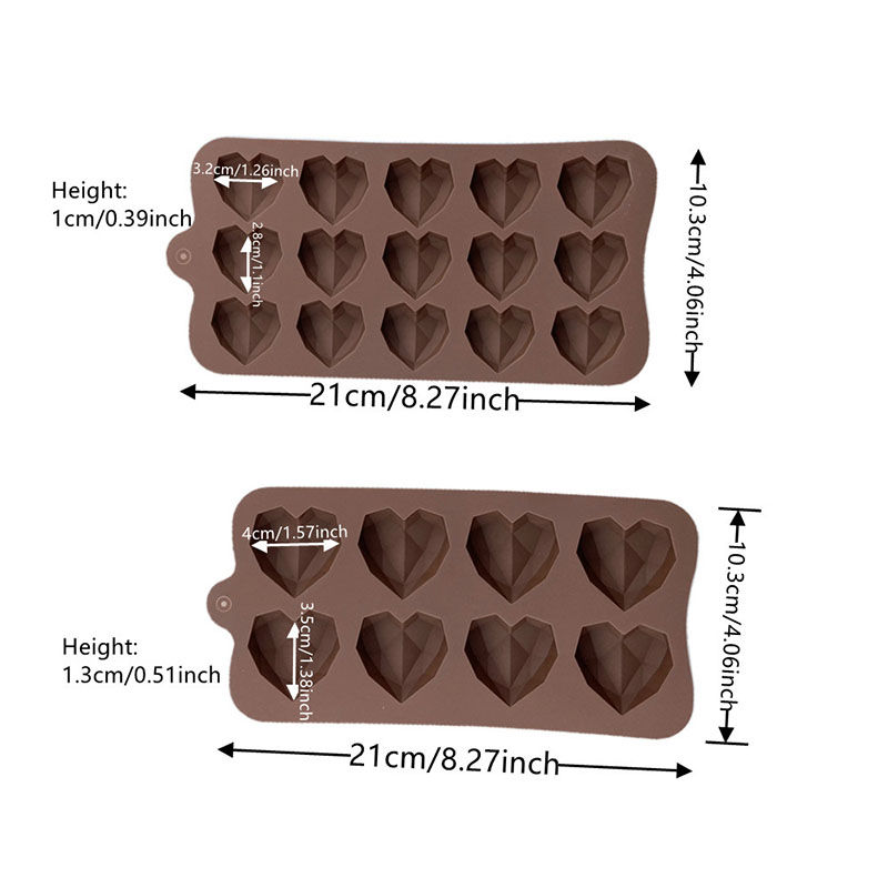 Picture of 3D Love Diamond Heart Silicone Chocolate Mold Baking Mold