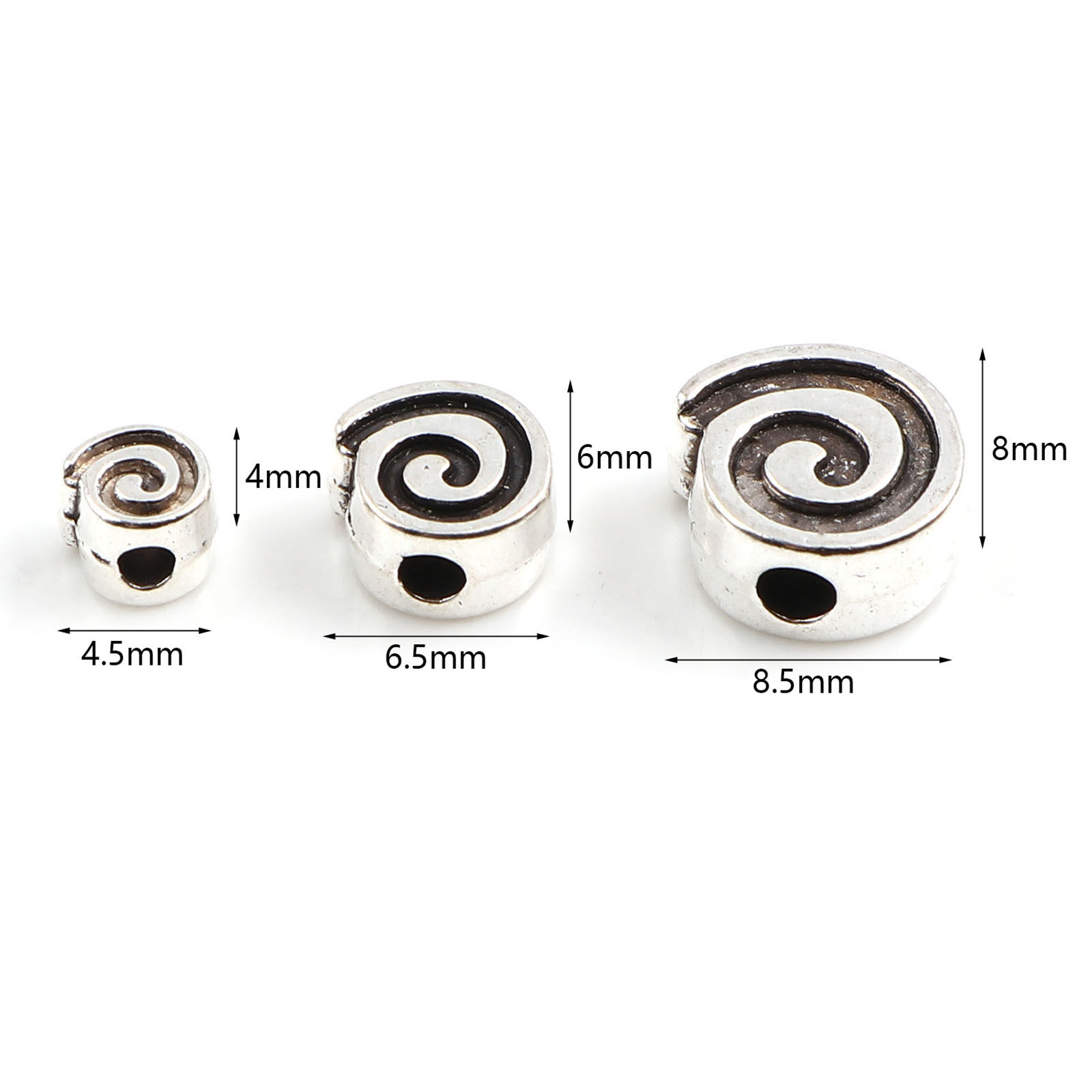 Picture of Zinc Based Alloy Spacer Beads Round Antique Silver Color Swirl 200 PCs
