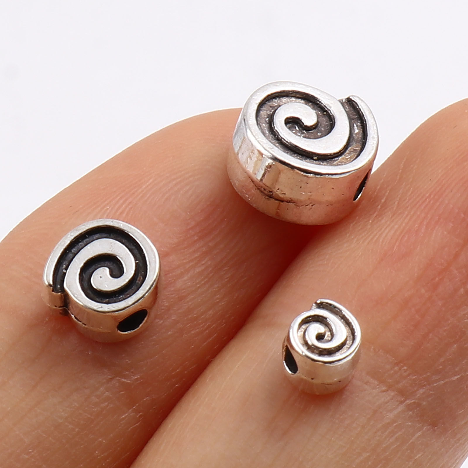 Picture of Zinc Based Alloy Spacer Beads Round Antique Silver Color Swirl 200 PCs