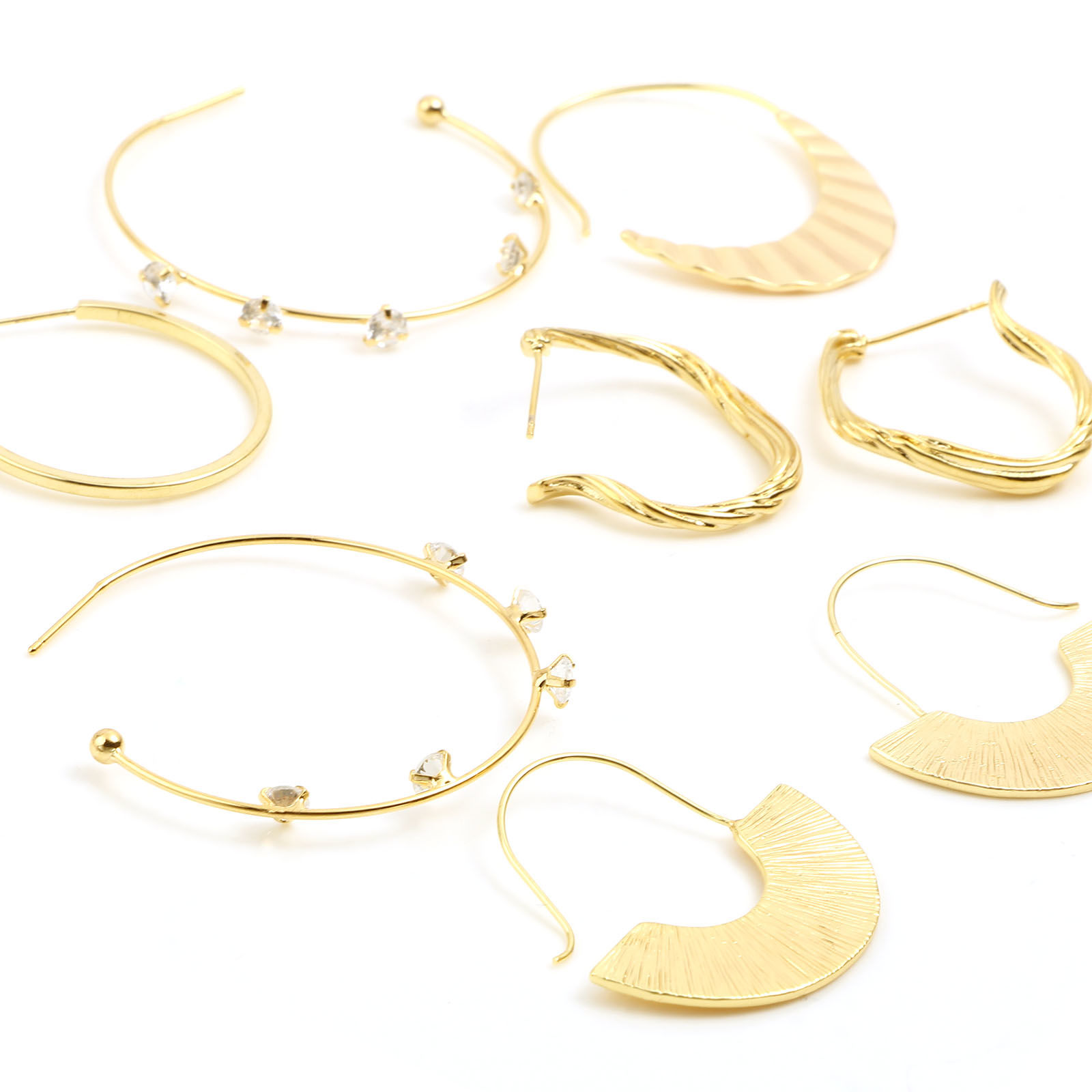 Изображение Медь Серьги 18K настоящее золото с покрытием Размер столбца / провода: (20 калибров), 2 ШТ