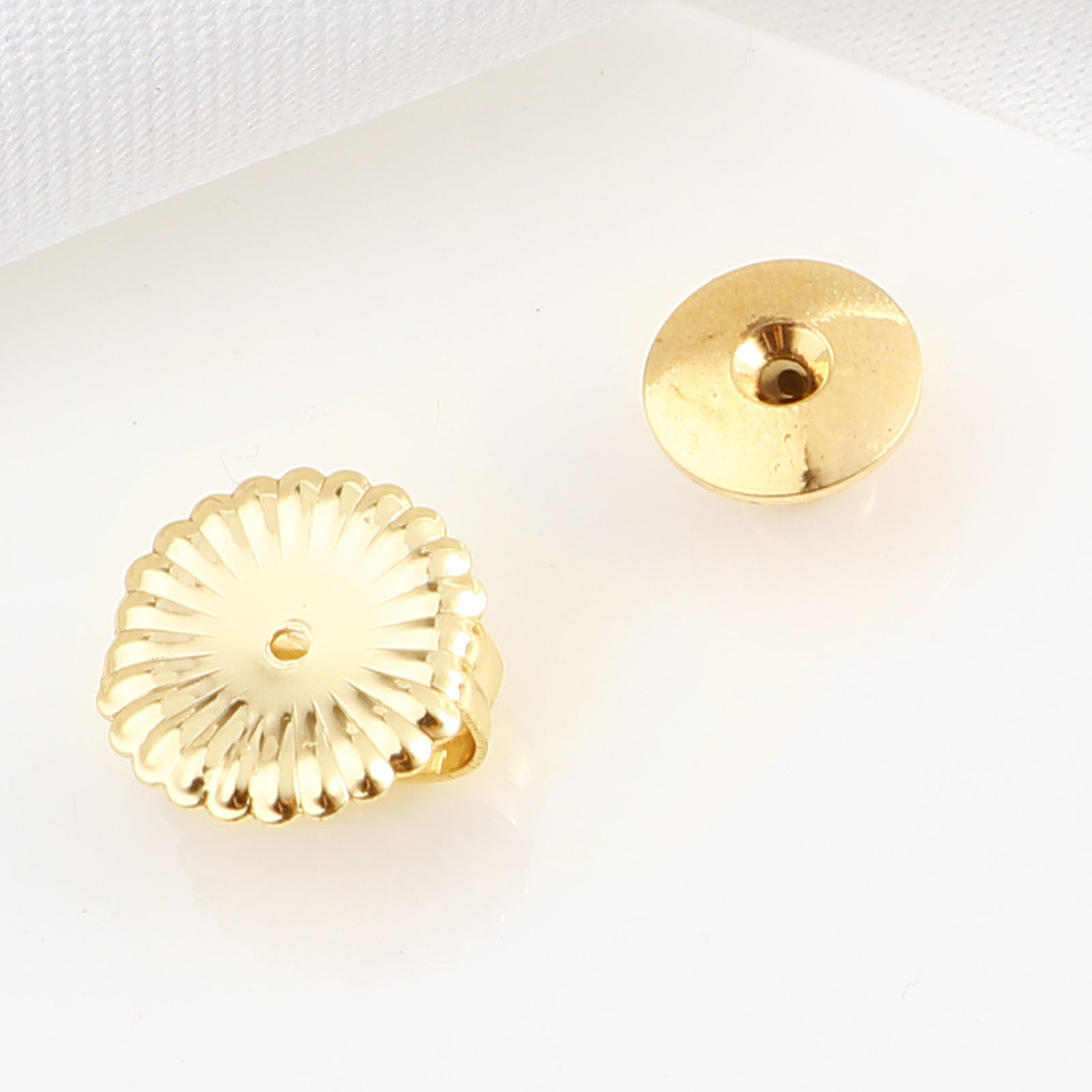 Picture of Brass Ear Nuts Post Stopper Earring Findings 18K Real Gold Plated 10 PCs