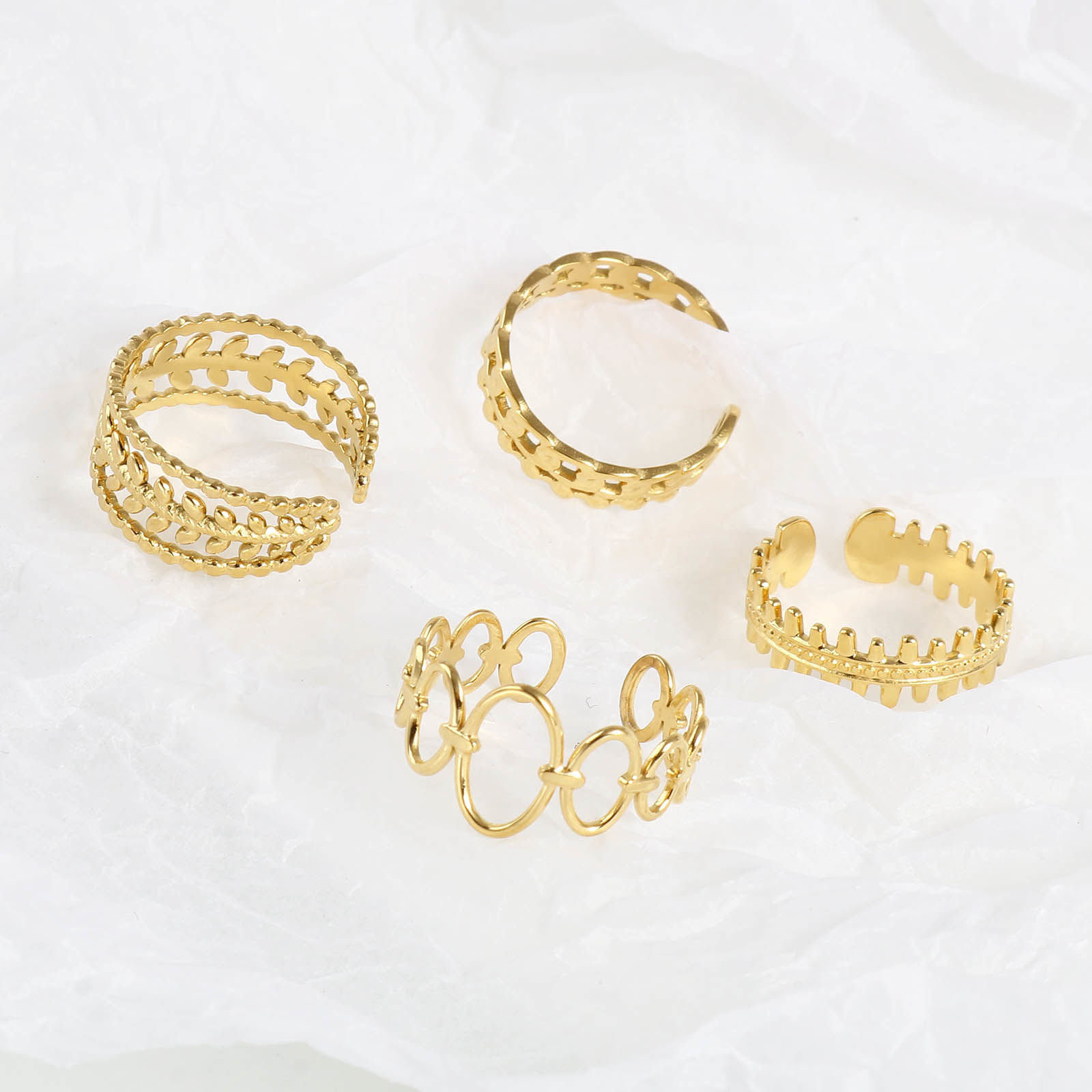 Picture of Stainless Steel Open Adjustable Rings Gold Plated 18.5mm(US size 8.5), 1 Piece