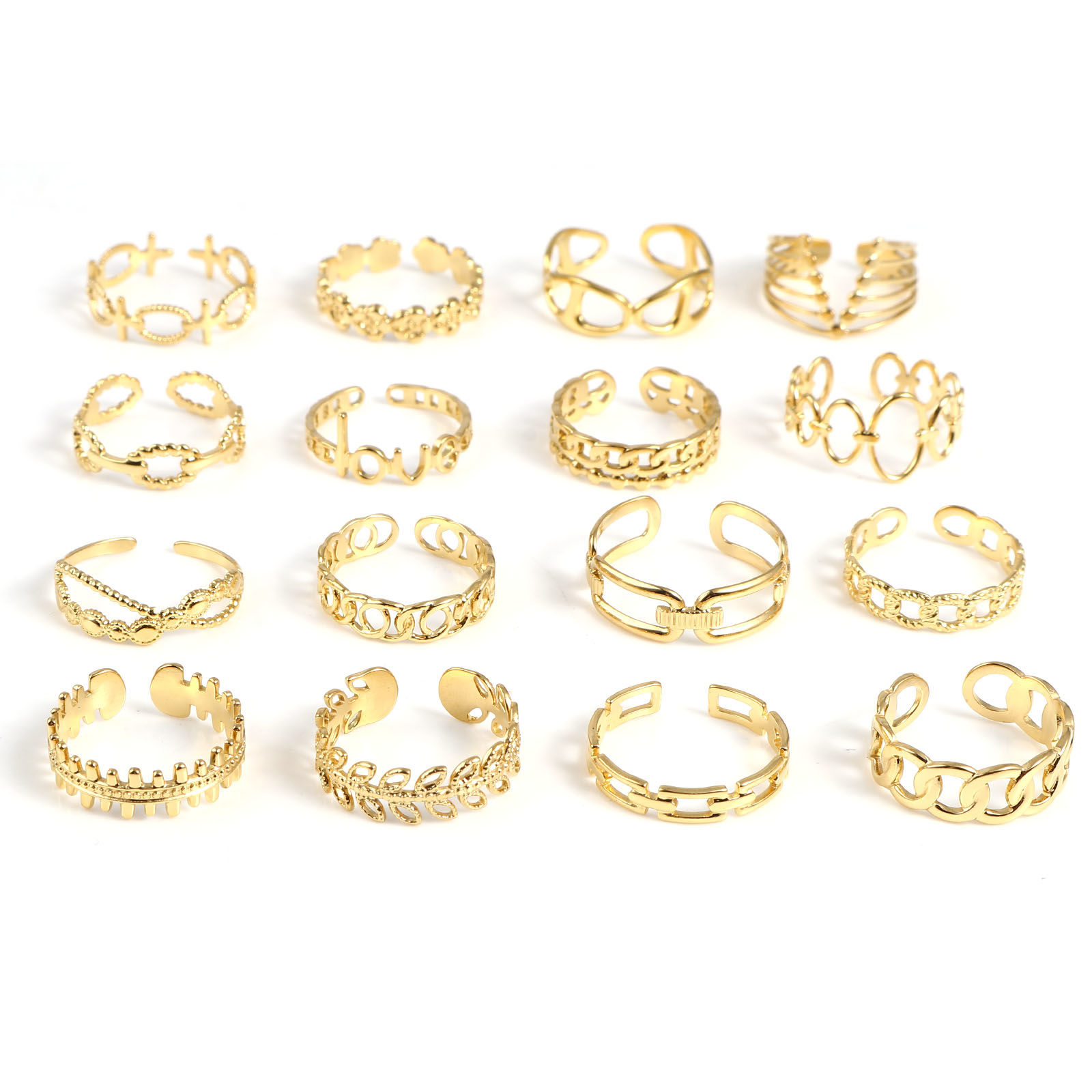 Picture of Stainless Steel Open Adjustable Rings Gold Plated 18.5mm(US size 8.5), 1 Piece