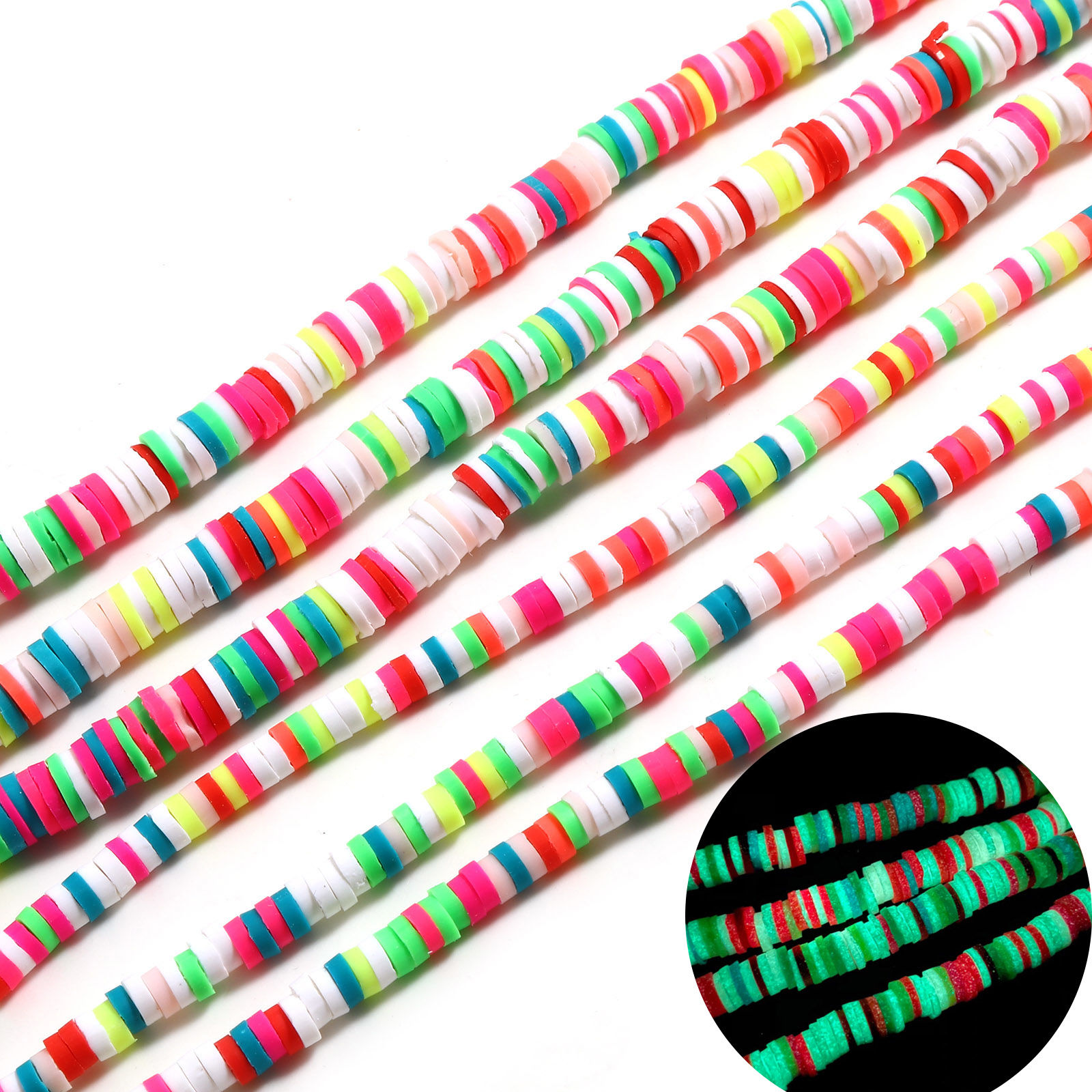 Picture of Polymer Clay Katsuki Beads At Random Color Glow In The Dark Luminous 2 Strands