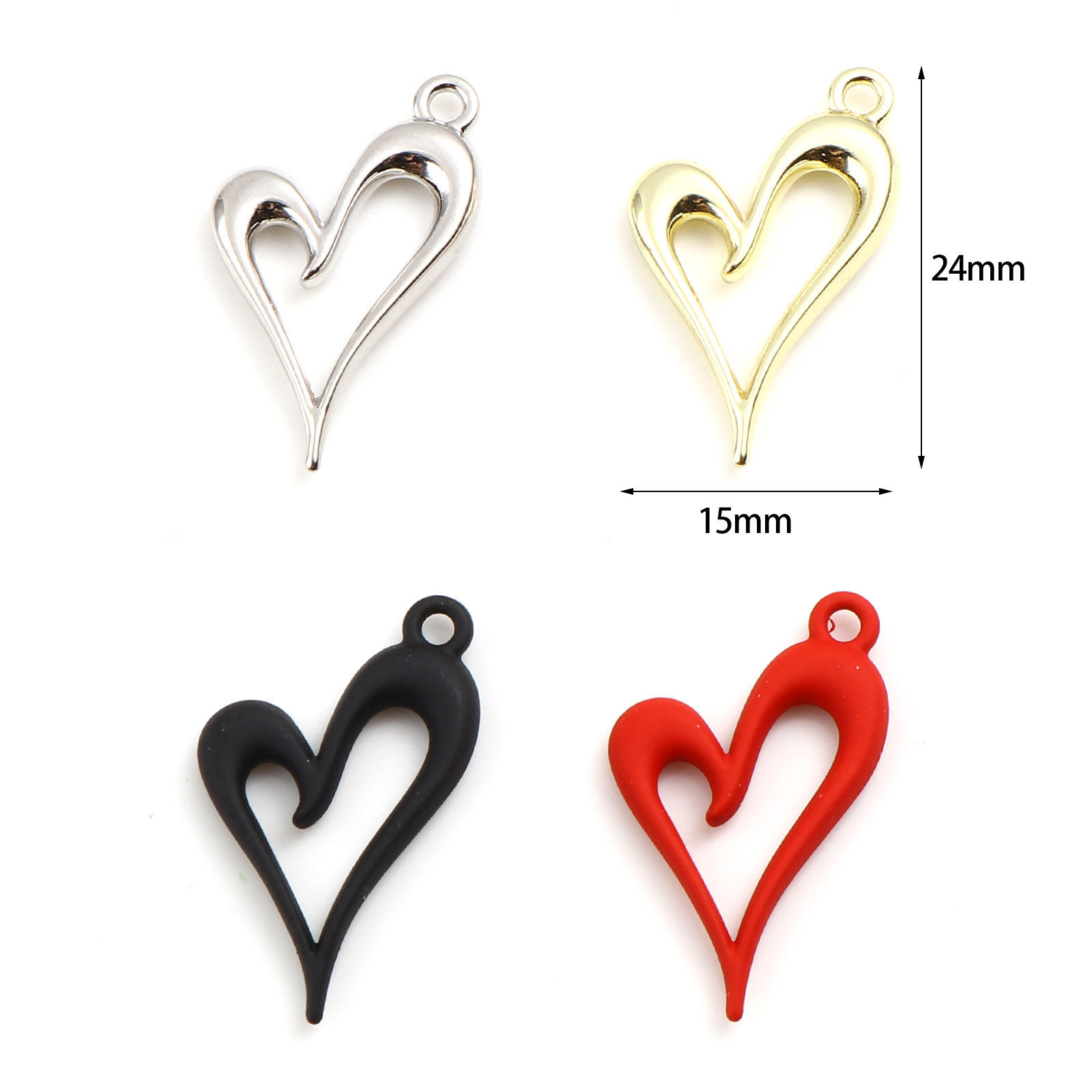Image de Breloques La Saint Valentin en Alliage de Fer Cœur Multicolore env. Laqué 24mm x 15mm, 10 Pcs