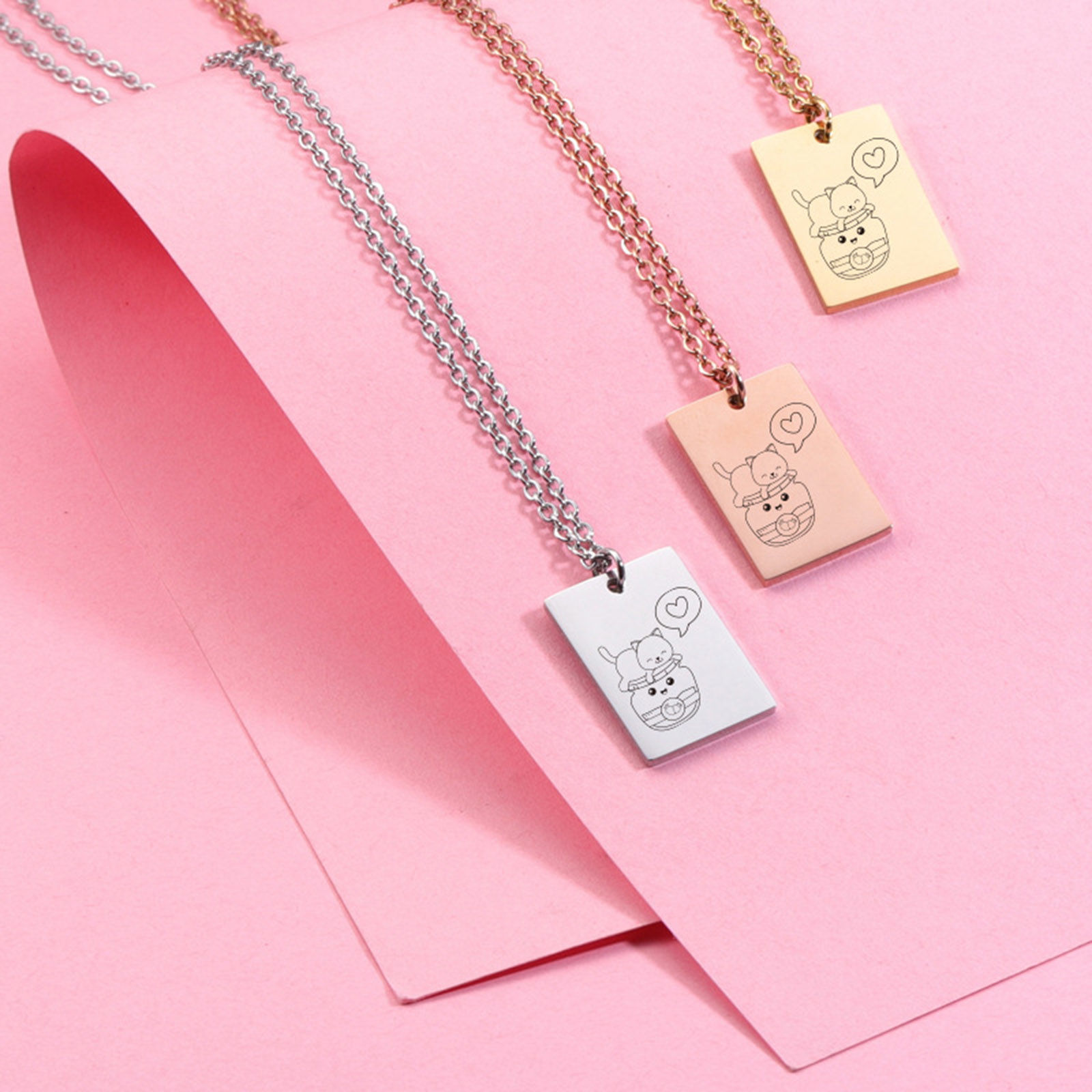 Picture of Stainless Steel Necklace Multicolor Rectangle Animal 45cm(17 6/8") long, 1 Piece