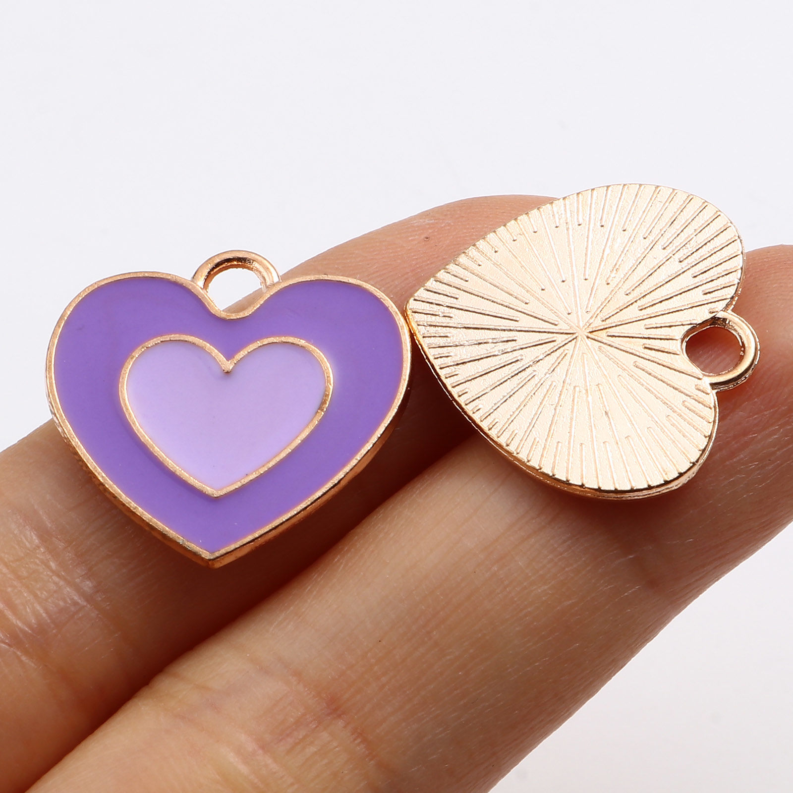 Picture of Zinc Based Alloy Valentine's Day Charms Heart Gold Plated Multicolor Enamel 20mm x 19mm, 20 PCs