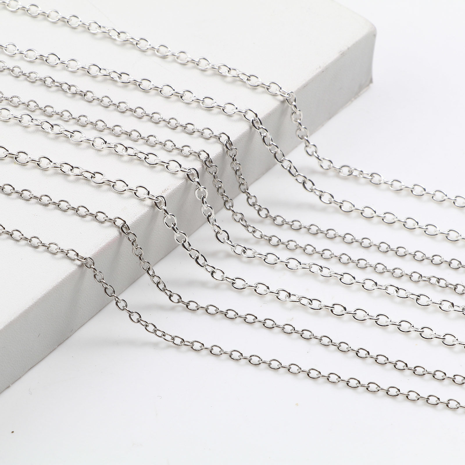 Imagen de Hierro Cable Cadena Cruz Collares Tono de Plata 1 Paquete ( 12 Unidades/Paquete)