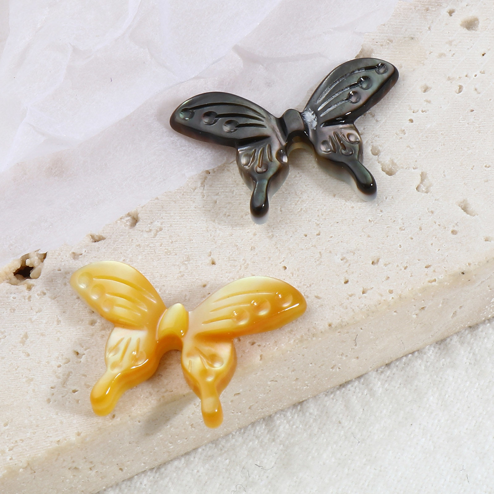 Picture of Insect Natural Shell Loose Beads Butterfly Animal Multicolor About 20mm x 14mm, 1 Piece