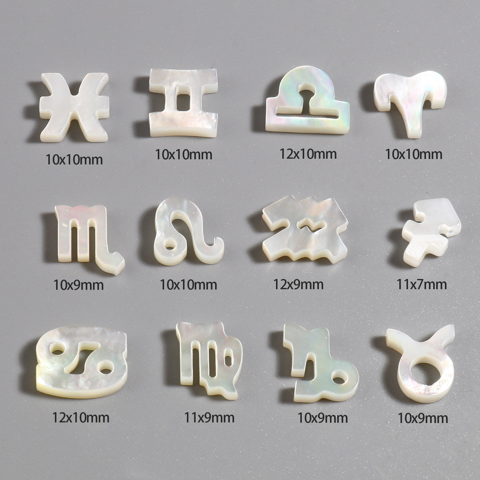 Изображение Бусины из Раковины, Знак Зодиака , Оff-Белый 2 ШТ