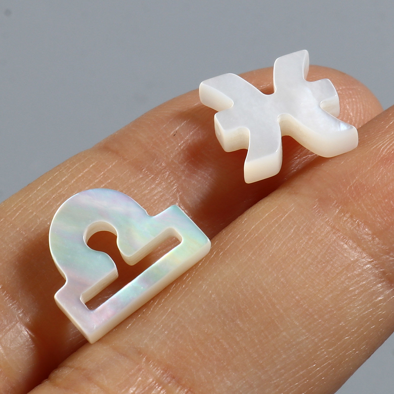 Изображение Бусины из Раковины, Знак Зодиака , Оff-Белый 2 ШТ