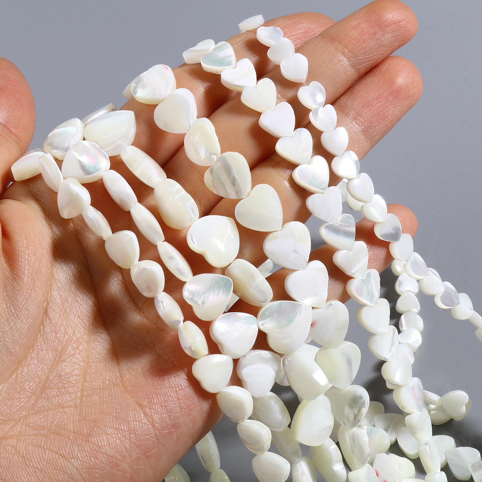 Picture of Valentine's Day Natural Shell Loose Beads Heart Creamy-White 1 Strand