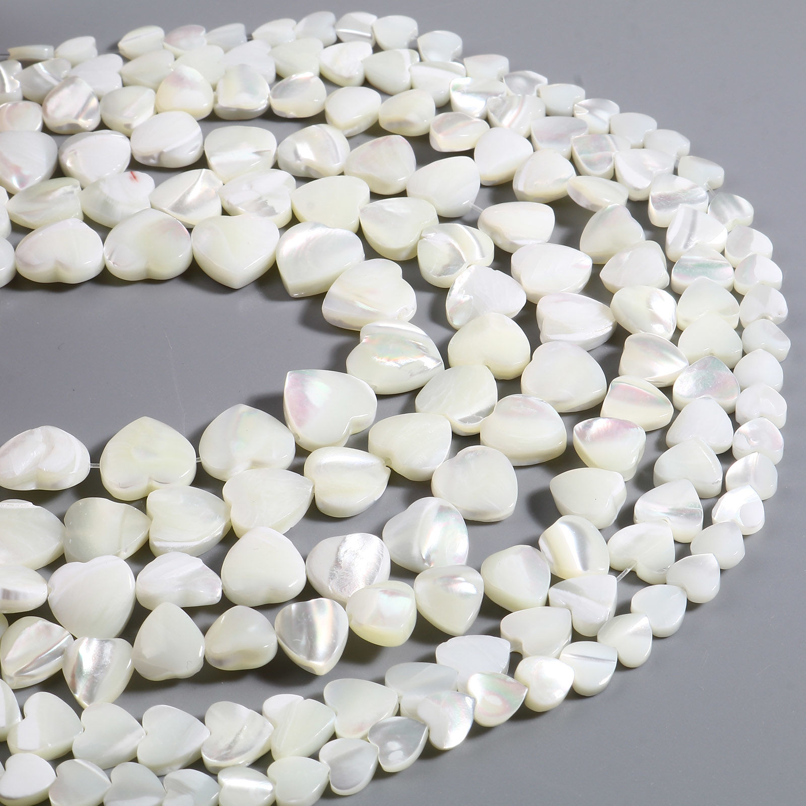Picture of Valentine's Day Natural Shell Loose Beads Heart Creamy-White 1 Strand