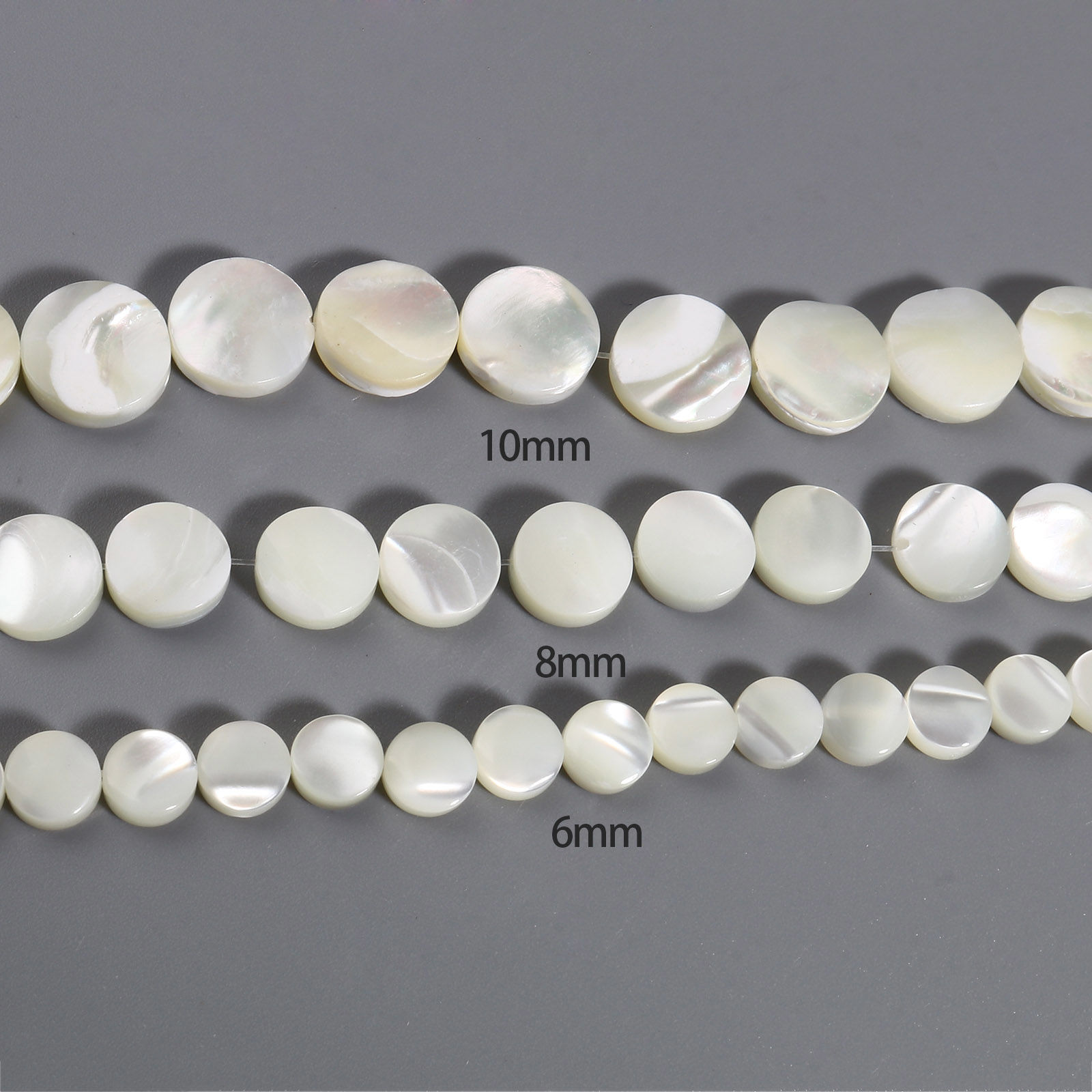 Picture of Natural Shell Loose Beads Flat Round Creamy-White 1 Strand