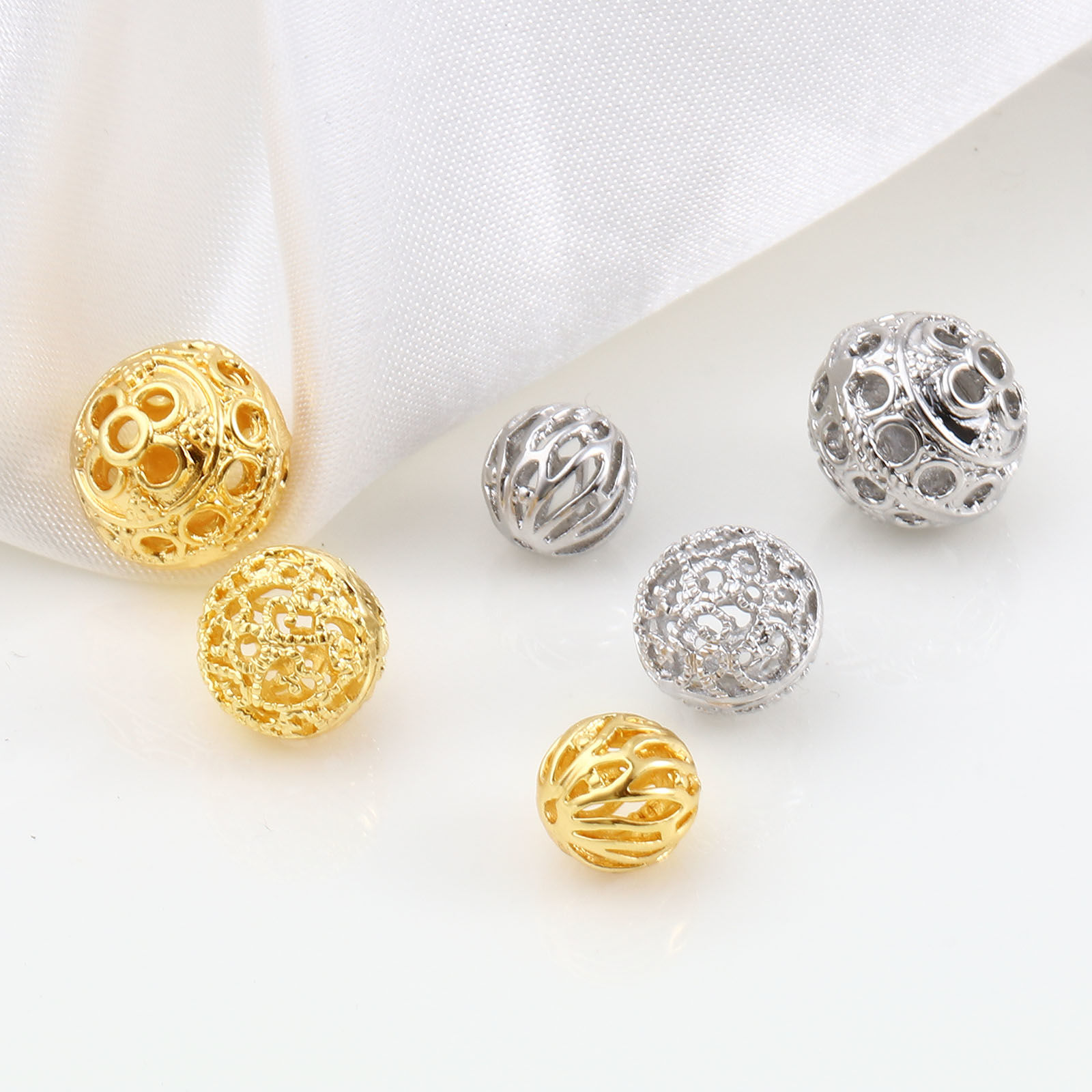 Picture of Brass Beads Multicolor Round Filigree 2 PCs